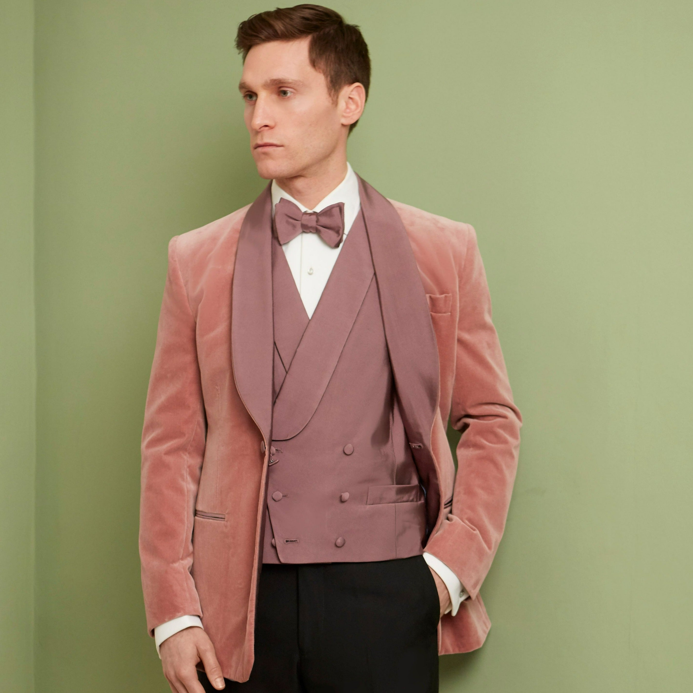 Elegant Pink Grosgrain Silk Cotton Bow Tie for Men - Perfect for Weddings, Prom & Formal Events