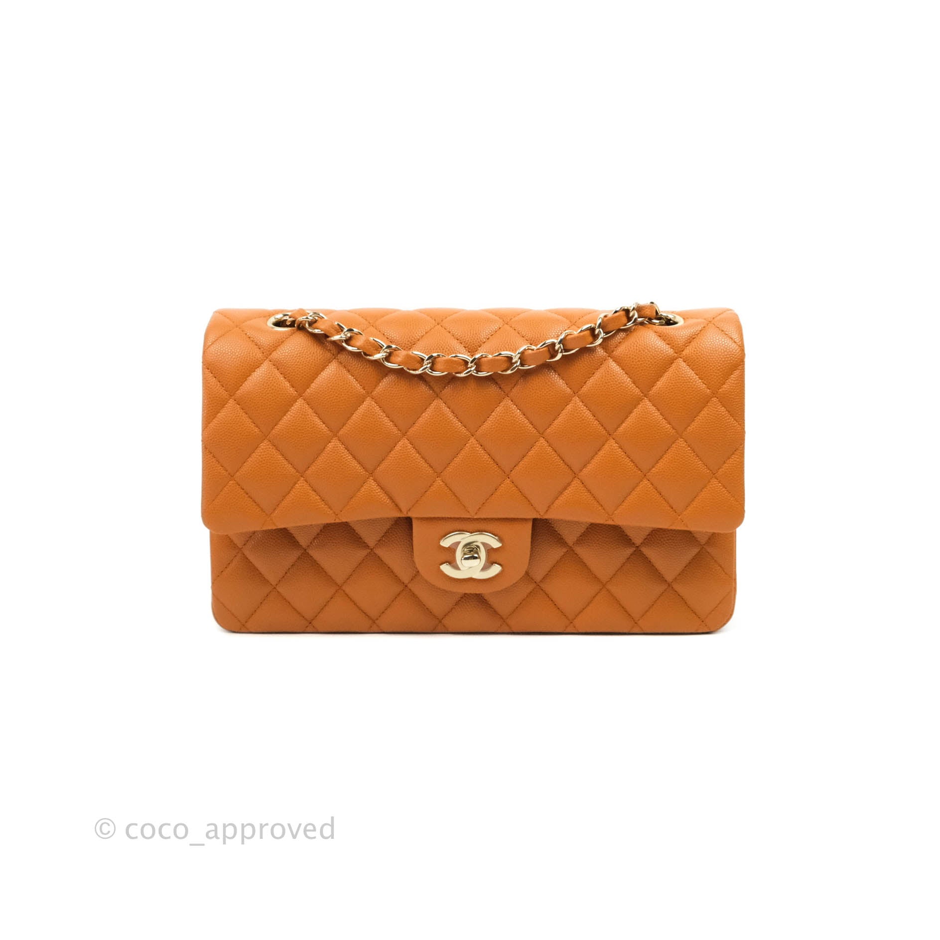 Chanel Classic Medium Double Flap Bag in Caramel Caviar Leather with Gold Hardware 21A Collection - Perfect for Work, Evening Events & Luxury Fashion Accessories