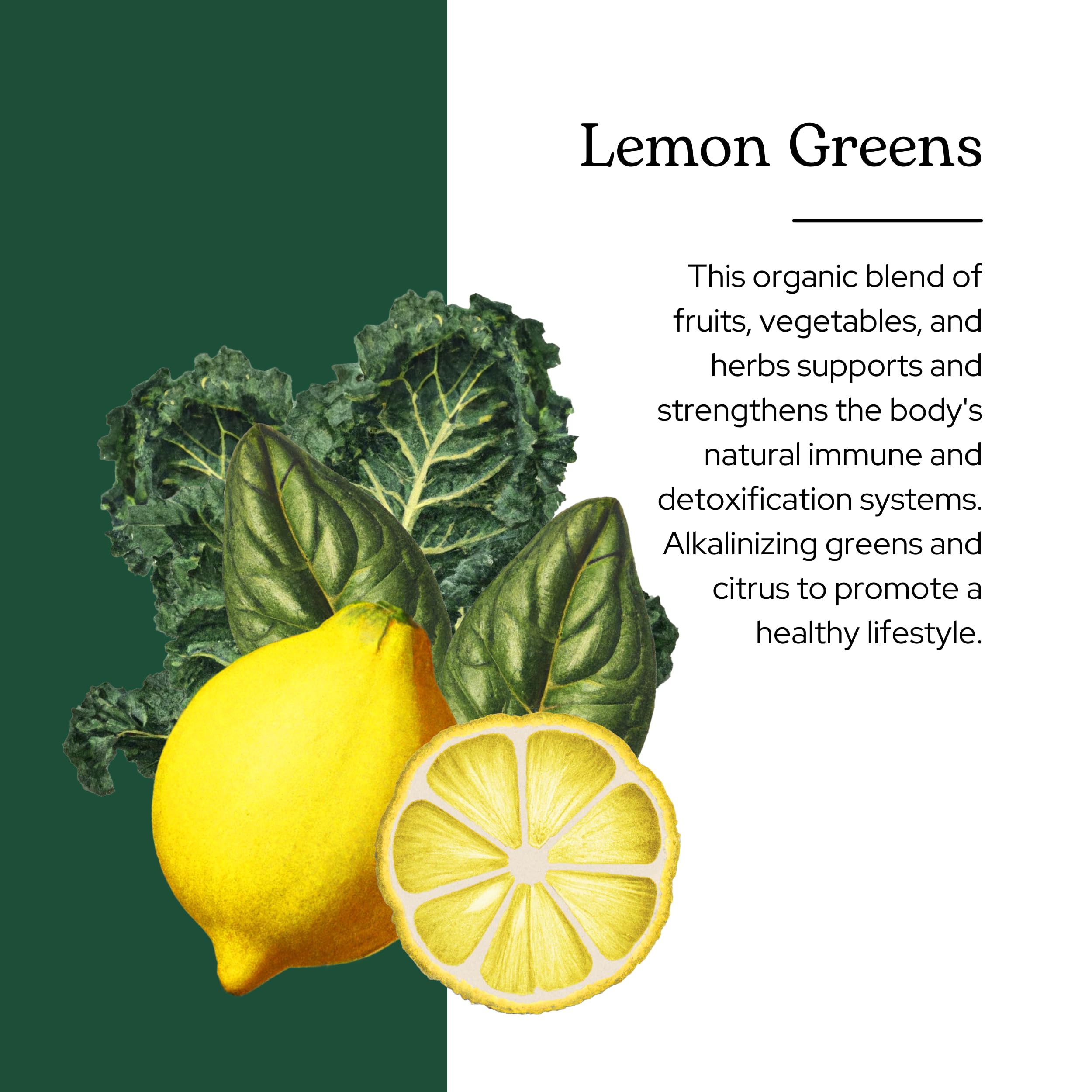 Organic Lemon Greens Powder by Eclectic Institute | 90g Superfood Blend for Detox & Immunity | Perfect for Smoothies, Juices & Wellness Shots