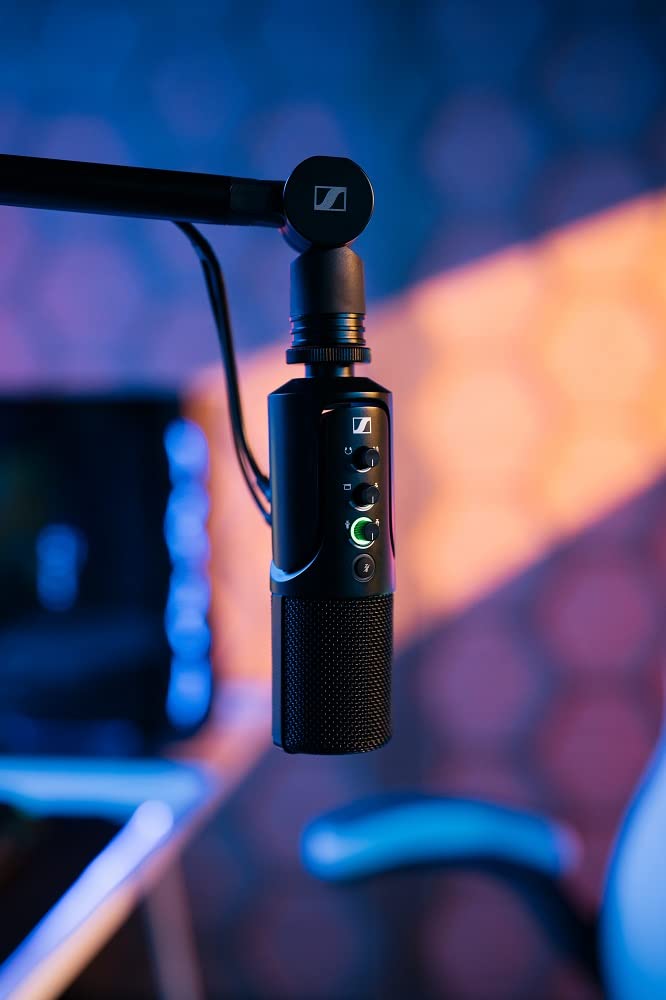 Sennheiser Professional USB Condenser Microphone Kit with Boom Arm - Studio Quality Streaming Mic for Podcasting, Gaming & YouTube (Includes 3m USB-C Cable & Mic Pouch) - Perfect for Home Studio & Live Broadcasts
