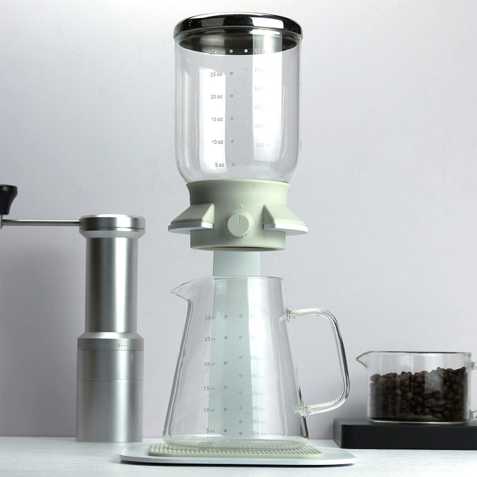 800ML Glass Cold Brew Coffee Maker with Adjustable Drip - Reusable Ice Drip Coffee Pot for Espresso, Iced Coffee & Cold Brew - Perfect for Home, Office & Outdoor Use