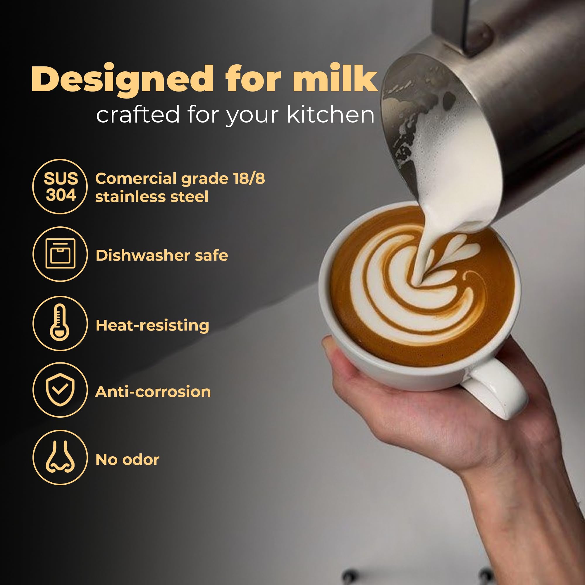 Premium 20 oz Stainless Steel Milk Frothing Pitcher for Latte Art - Rattleware Commercial & Home Barista Use - Perfect for Espresso, Cappuccino & Macchiato Making