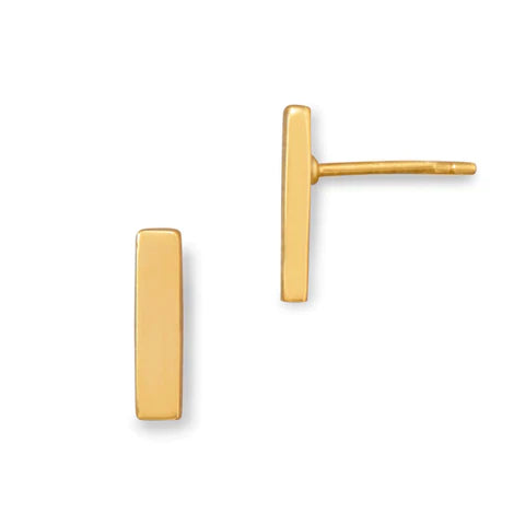 14K Gold Plated Bar Stud Earrings for Women - Minimalist & Hypoallergenic Jewelry - Perfect for Everyday Wear, Office & Special Occasions
