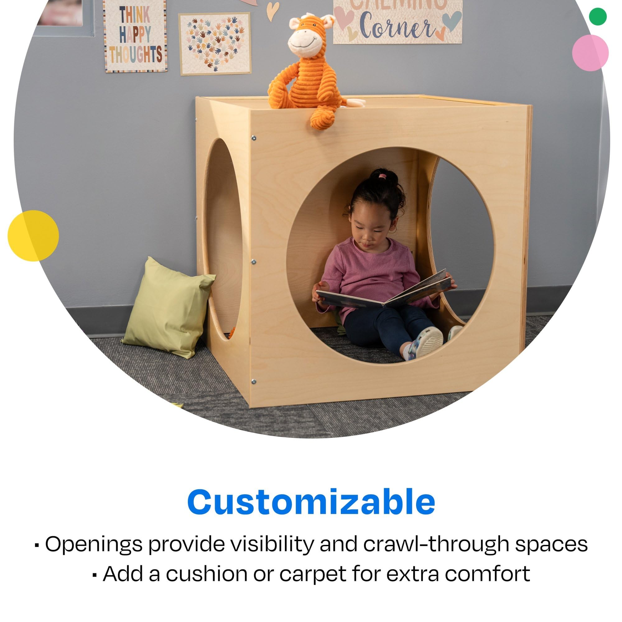 Childcraft Cozy Cube Soft Play Mat - 29.5 x 29.5 x 29.5 Inch Foam Activity Cube for Toddlers - Kids Playroom, Nursery, Daycare & Learning Center Safe Play Space