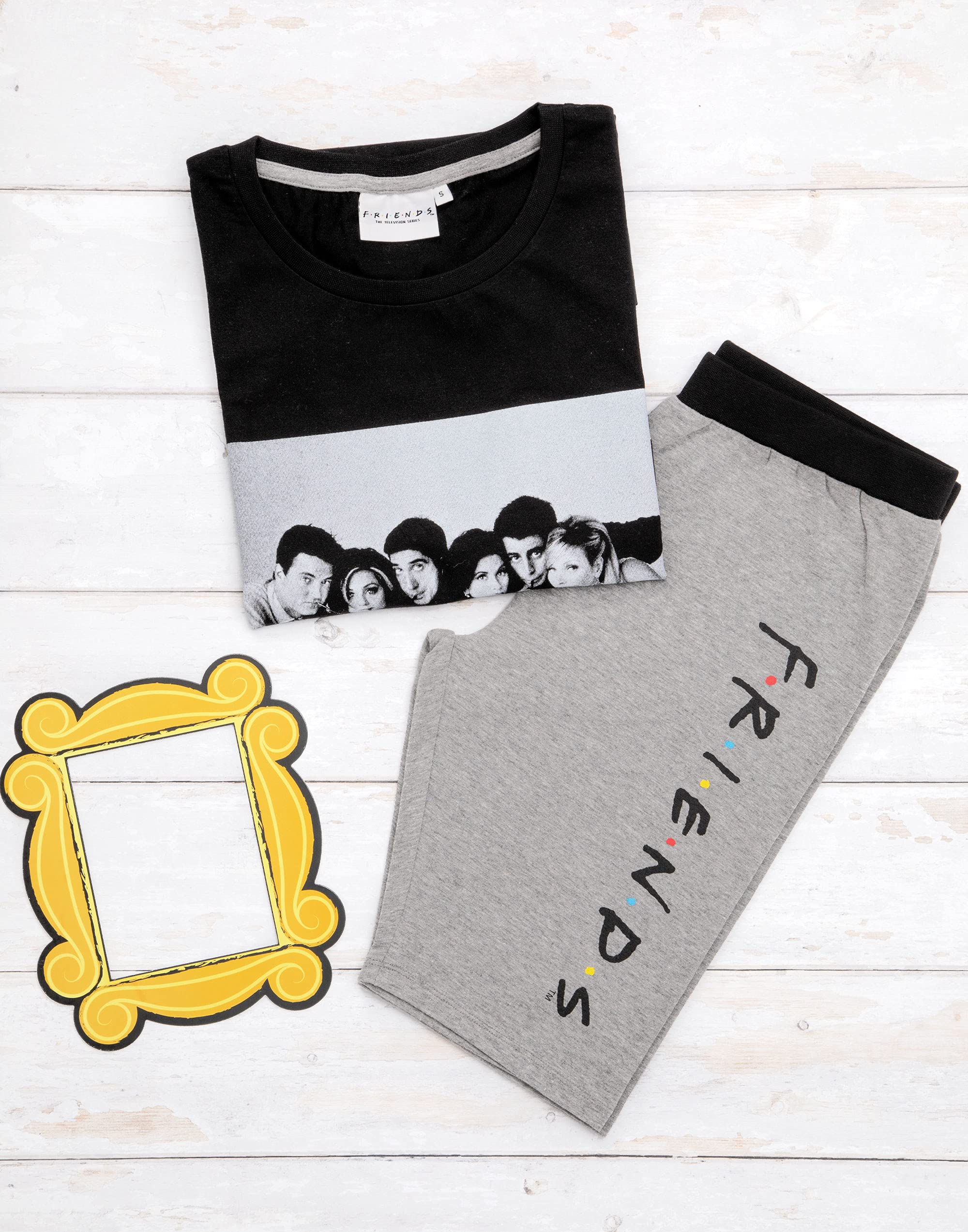 Friends TV Show Pajama Set for Women - Soft Cotton Loungewear with T-Shirt & Bike Shorts | Sleepwear, Relaxing at Home, Girls Night Out