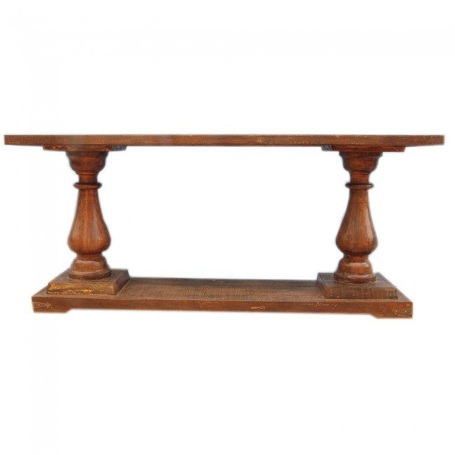 French Provincial Style Large Console Table - Elegant Entryway & Living Room Furniture for Home Decor | Solid Wood Hallway Sofa Table with Carved Pillar Legs