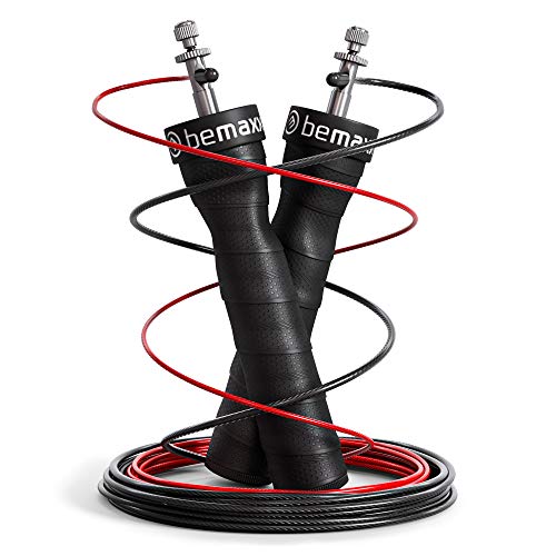 Premium High-Speed Jump Rope with Ball Bearings - Adjustable Steel Cables & Ergonomic Handles - Includes Exercise Guide - Ideal for Boxing, MMA, Gym Workouts & Fitness Training for Men, Women & Kids - Perfect for Home, Outdoor & CrossFit Training