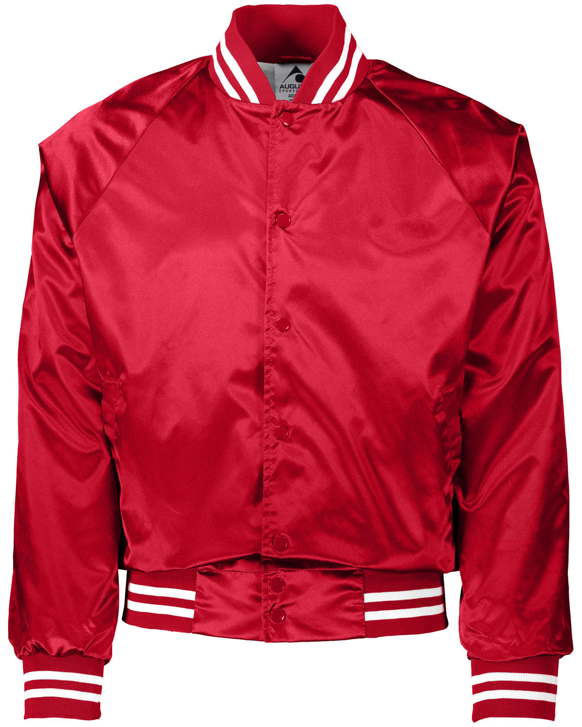 Augusta Sportswear 3610 Unisex Striped Trim Satin Baseball Jacket - Lightweight Varsity Style for Men & Women - Perfect for Baseball Games, School Sports & Casual Wear