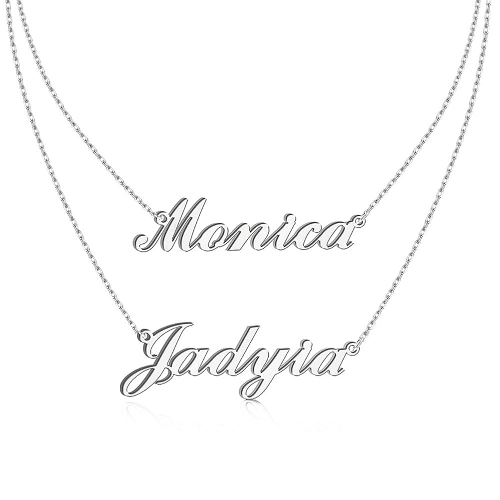 Custom Name Necklace for Women - Personalized 18K Gold Plated Layered Name Necklace - Unique Birthday Gift for Her - Perfect for Anniversaries, Valentine's Day & Special Occasions
