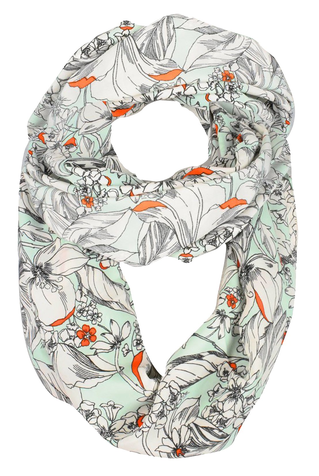 Vintage Floral Print Infinity Loop Scarf - Lightweight Fashion Accessory for Women - Perfect for Fall, Winter & Spring Outfits
