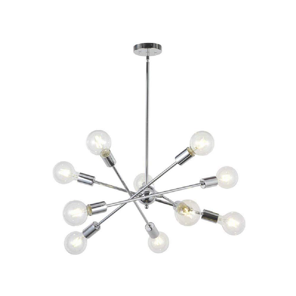 Mid-Century Modern Sputnik Chandelier - 8-Light Silver Metal Ceiling Pendant Lamp for Living Room, Dining Room & Bedroom Lighting Decor