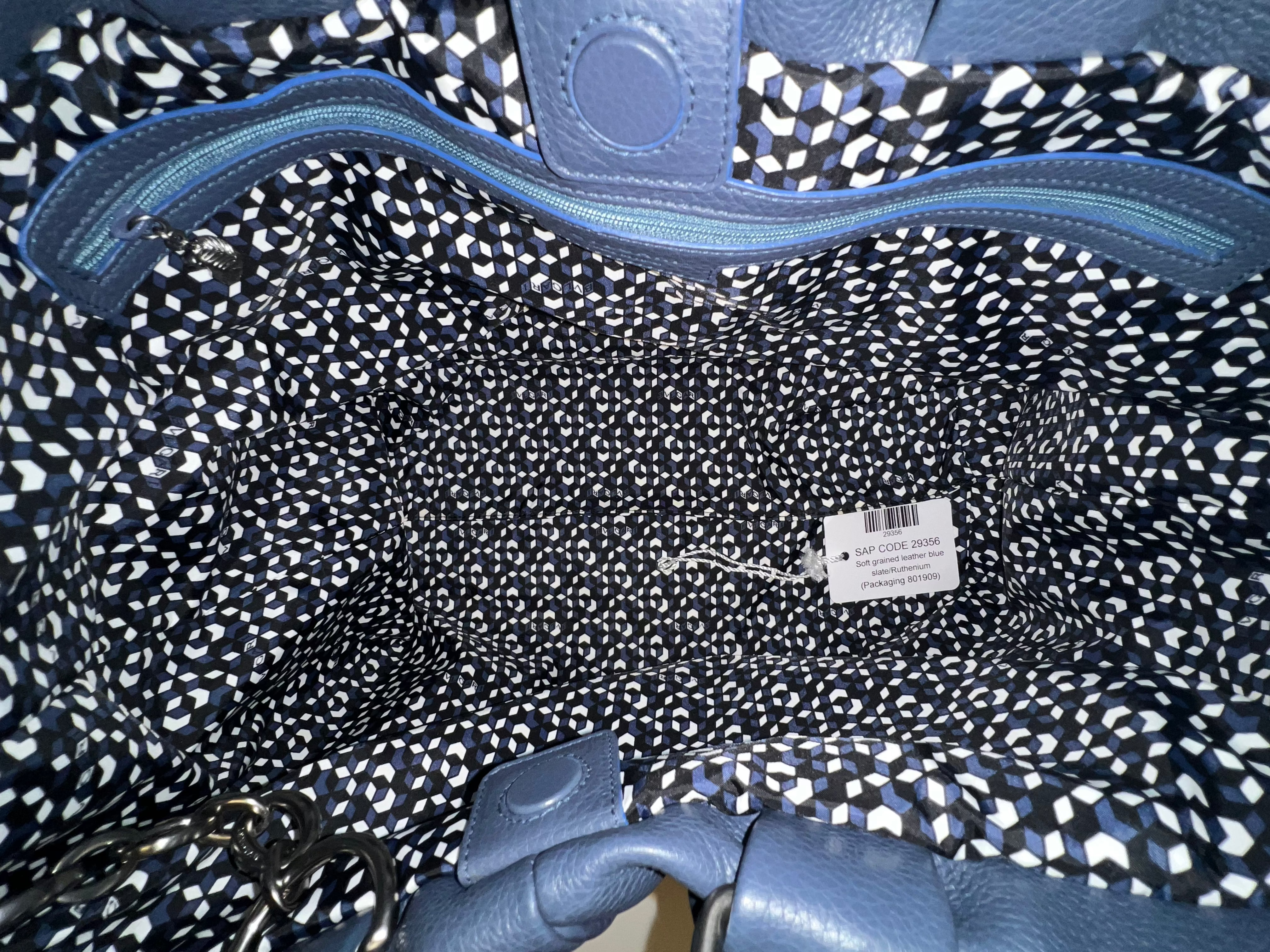 Bvlgari Chiara Collection Blue Leather Handbag for Women - Luxury Designer Tote for Work, Travel & Evening Events