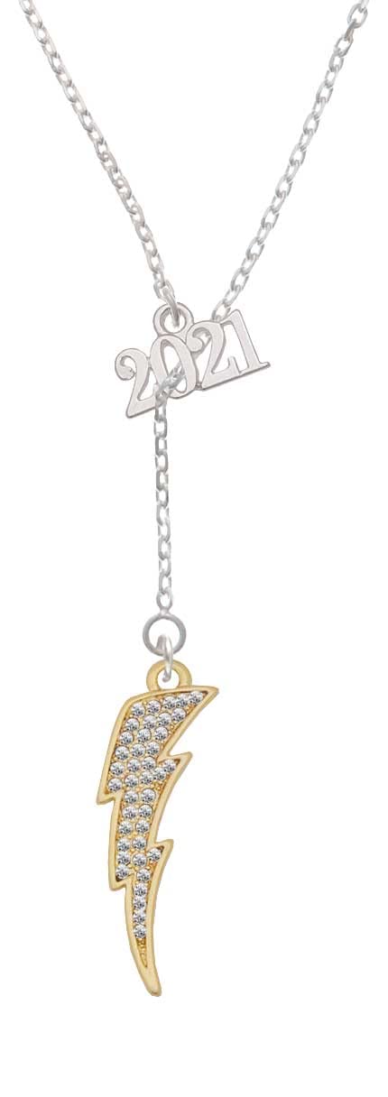 2021 Fashion Gold-Tone Crystal Lightning Bolt Lariat Necklace - 18