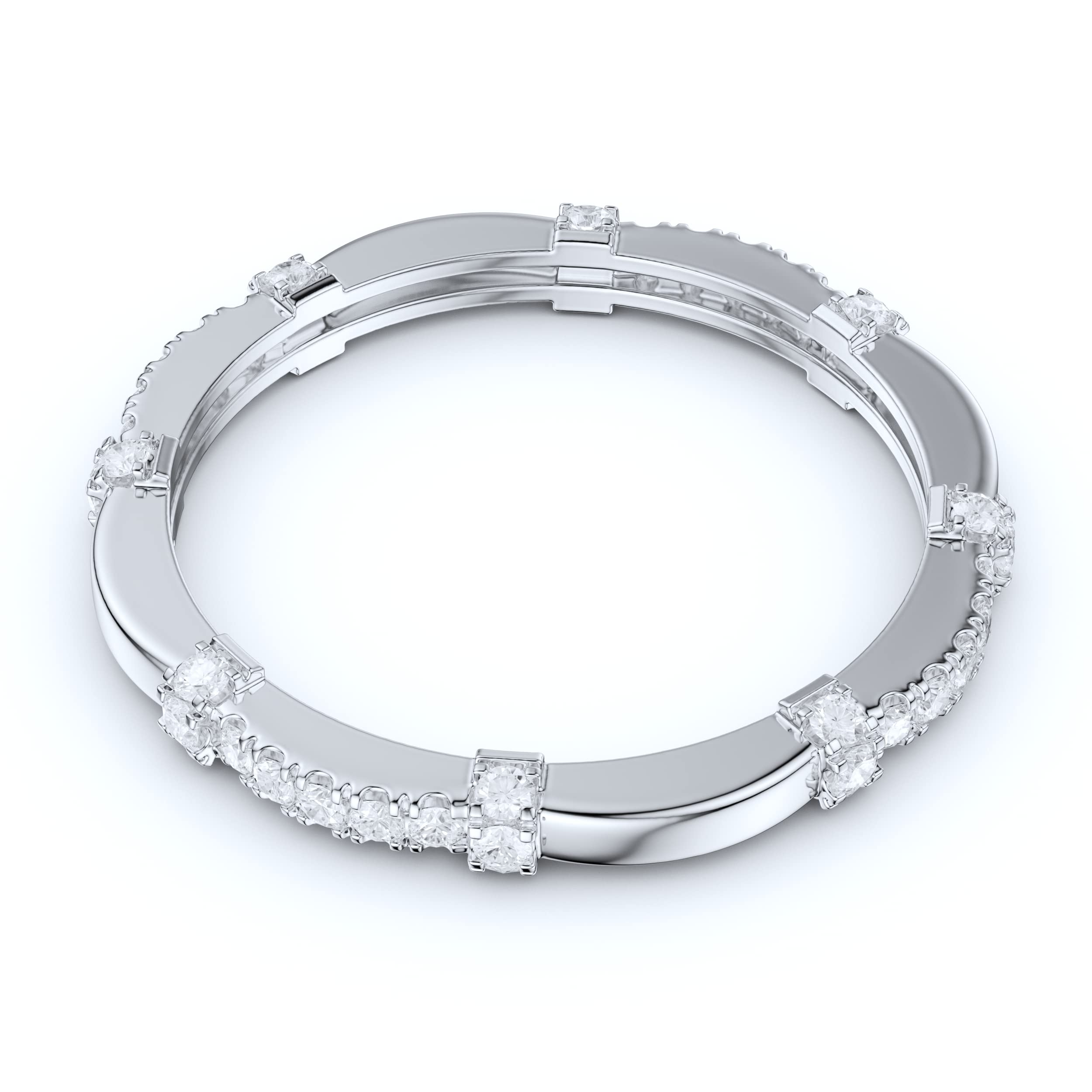 10K White Gold Petite Wave Eternity Ring with Simulated Diamond or Genuine Moissanite - Perfect for Wedding Bands, Anniversary Gifts & Bridal Jewelry