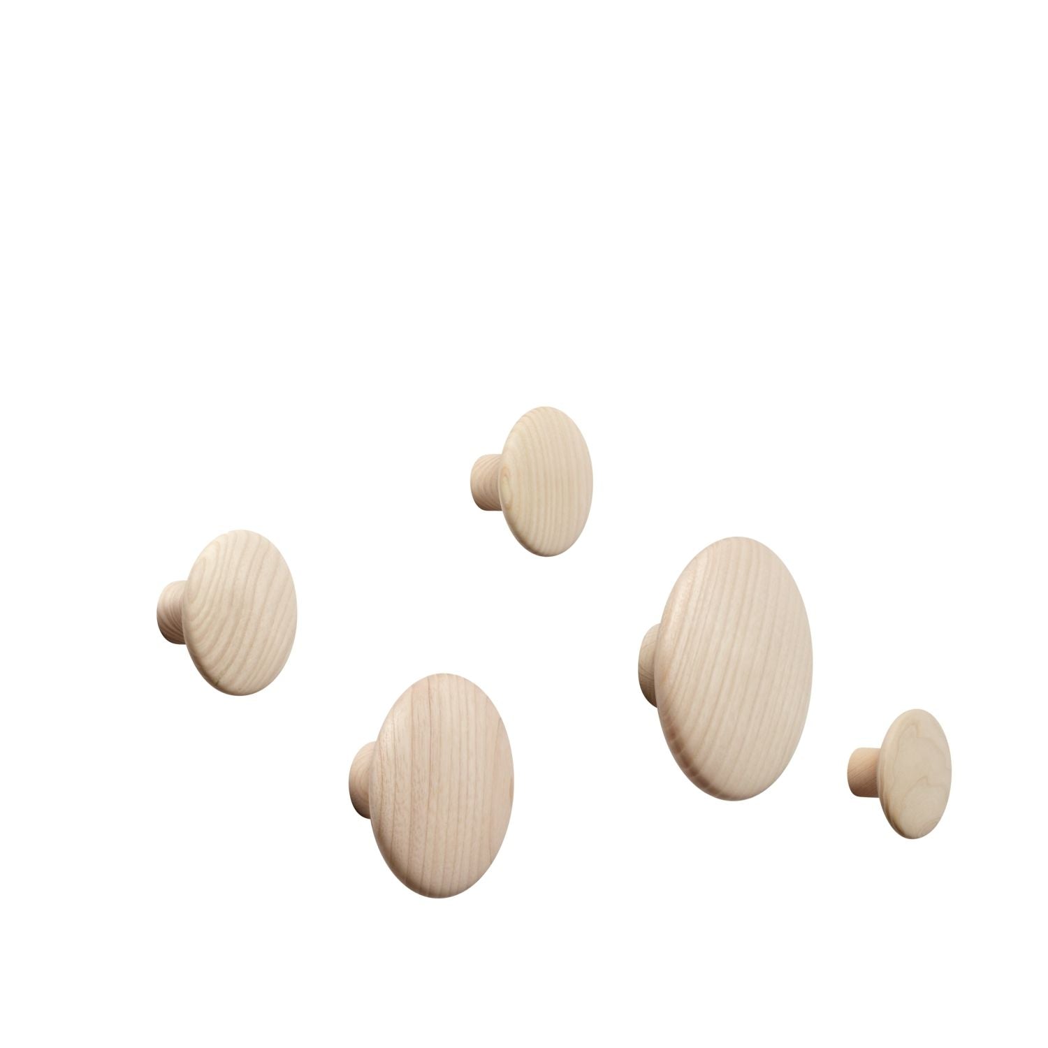 MUUTO The Dots Wall Hook & Door Knob - Natural Oak Wooden Hanger for Coats, Hats & Bags - Perfect for Entryway, Bedroom & Bathroom Organization