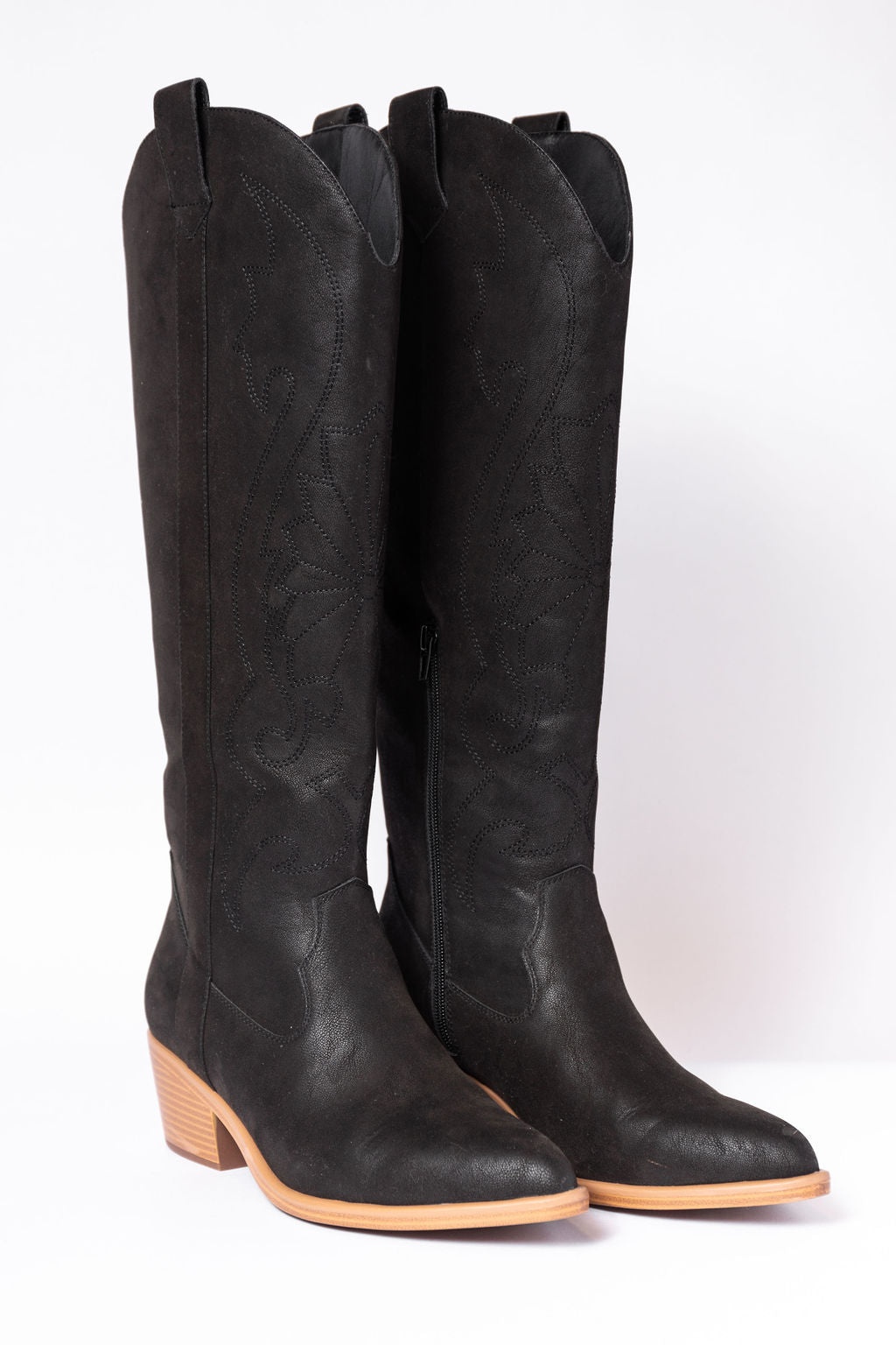 Shania Black Cowboy Boots for Women - Genuine Leather Western Riding Boots with Pointed Toe & Stacked Heel | Perfect for Country Music Festivals, Rodeos & Western Fashion