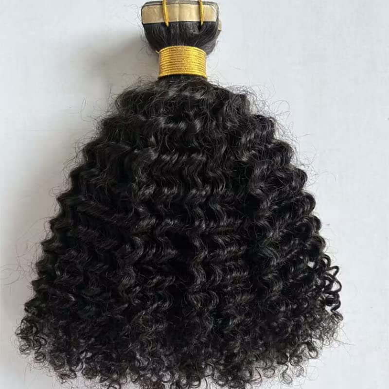 40pcs 100g Tape in Hair Extensions Human Hair Afro Kinky Curly 4B 4C - 18 Inch Natural Color Skin Weft | Perfect for Protective Styles, Weddings & Everyday Volume
