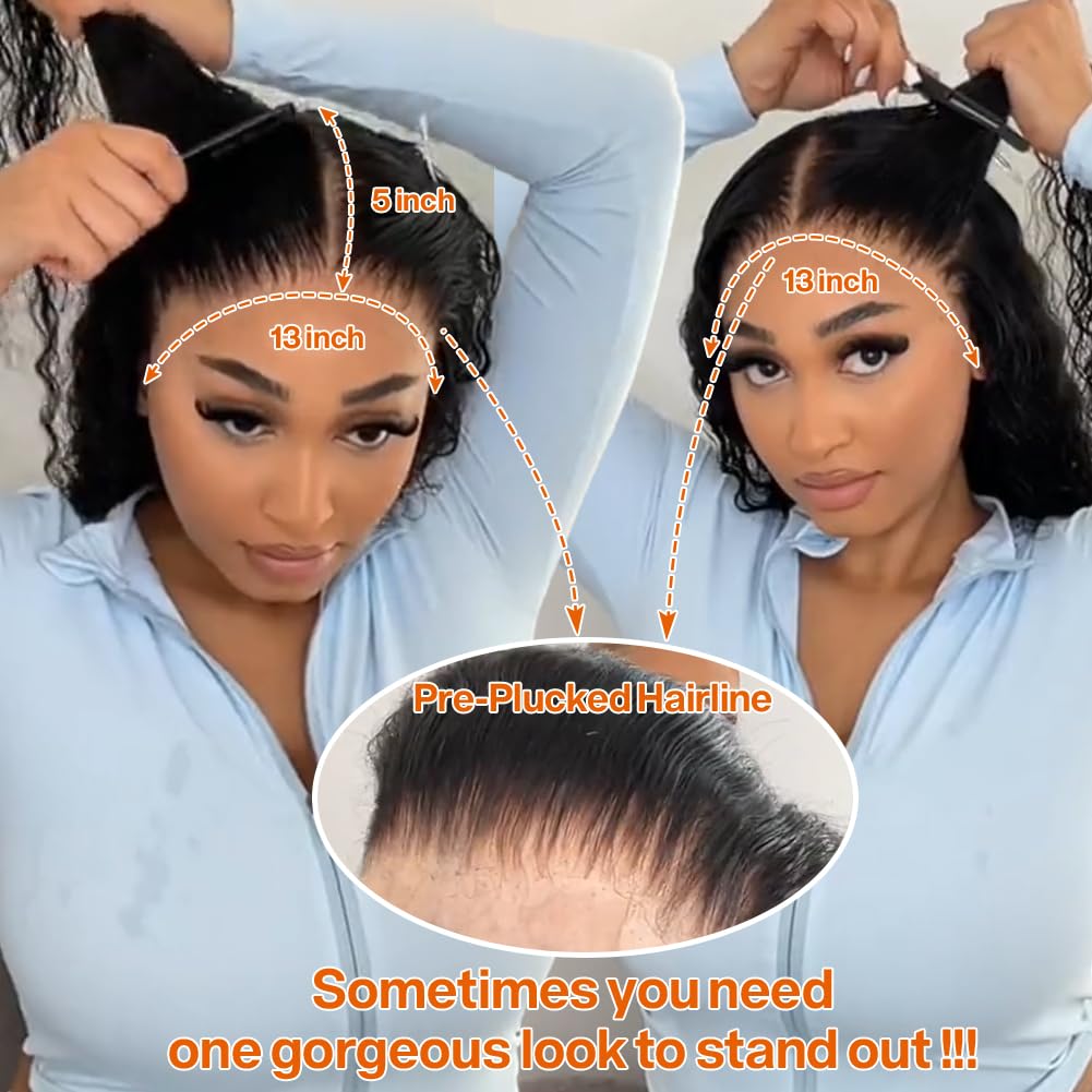 Keshon 13x5 Deep Wave Lace Front Wigs Human Hair 200% Density Pre Plucked HD Transparent Full Lace Frontal Wig with Baby Hair - Natural Color 28 Inch | Perfect for Daily Wear, Cosplay & Special Occasions