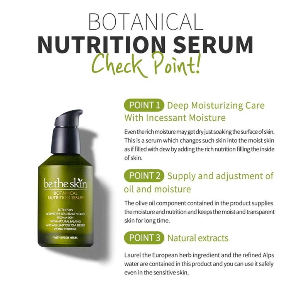 Be The Skin Botanical Nutrition Serum 50ml - Hydrating Facial Serum with Natural Plant Extracts for Glowing Skin | Perfect for Daily Skincare Routine & Anti-Aging Care