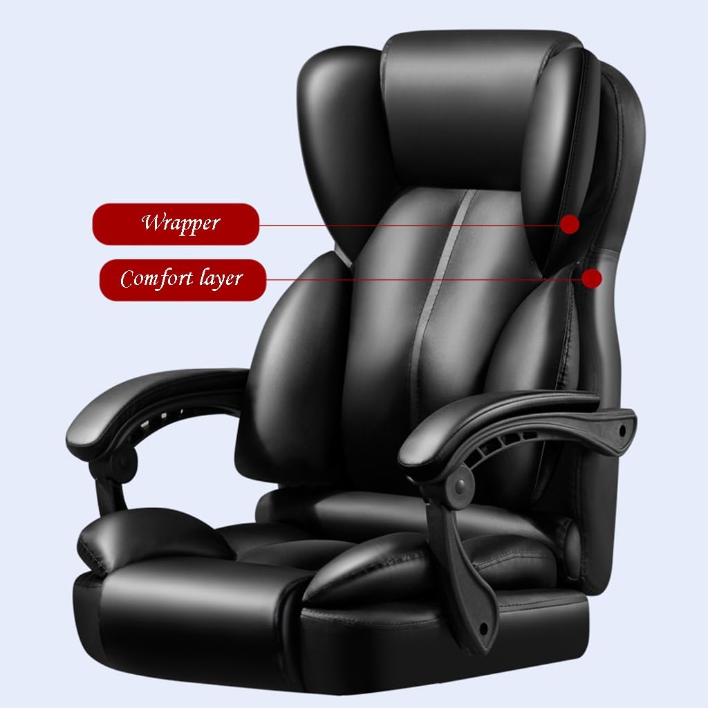 Premium Ergonomic Executive Office Chair - 360° Swivel, Adjustable High-Back Leather Computer Desk Chair with Smooth-Rolling Casters & Lumbar Support (Fixed-Point Massage) - Ideal for Home Office, Gaming & Professional Workspaces