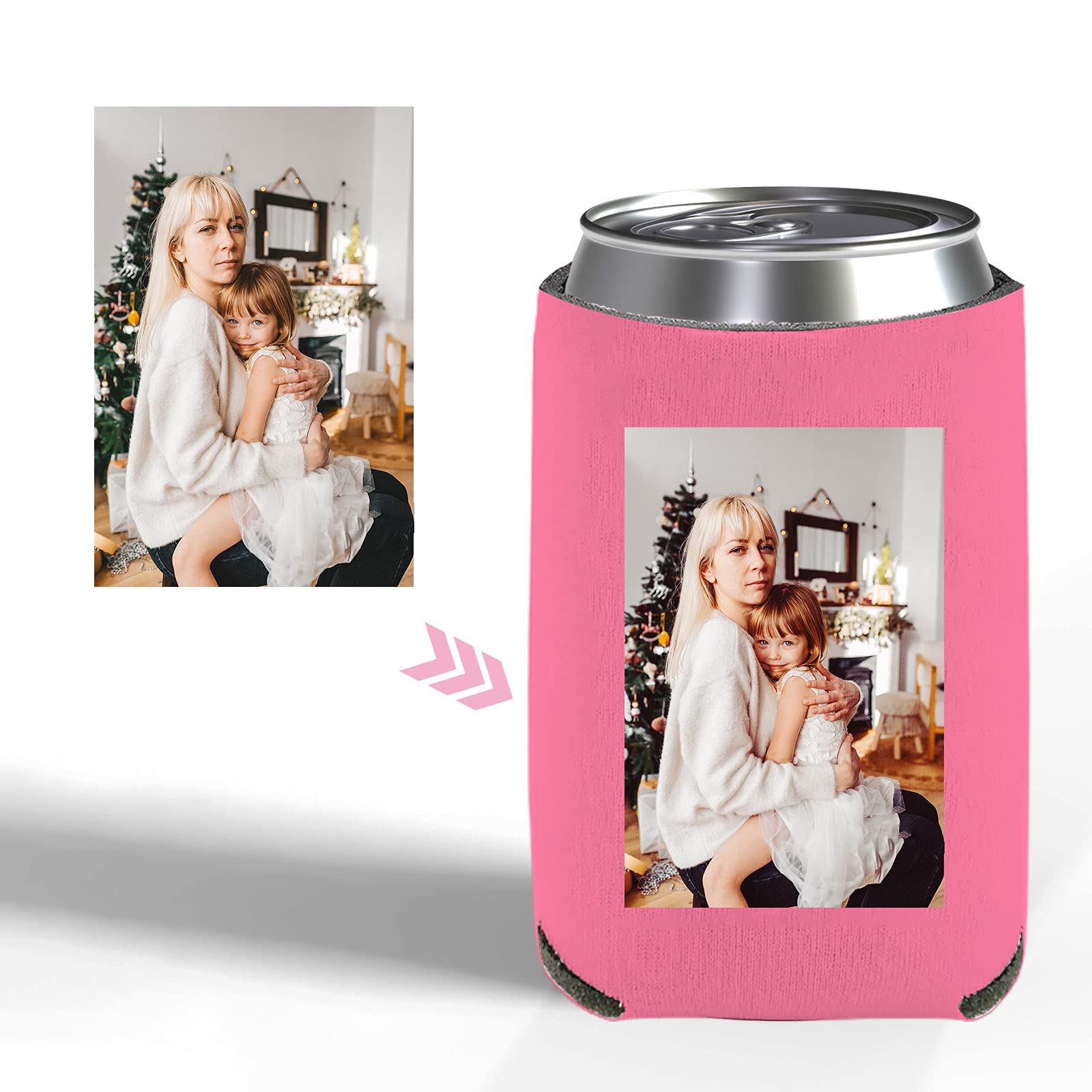 Custom Printed Can Sleeves 100pcs Bulk - Personalized Beer Coolers with Photo/Logo - Wedding Favors, Fishing Trips, Picnics & Outdoor Parties - Insulated Beverage Koozies for Cans