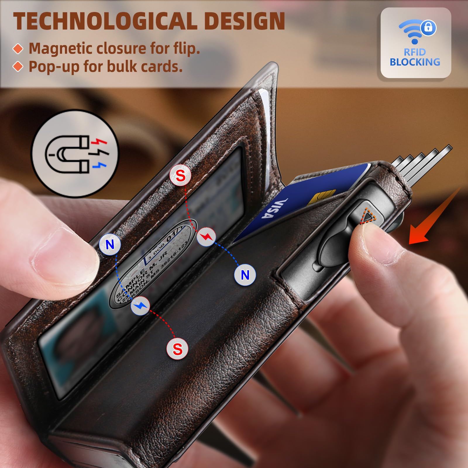 BULLIANT Men's Slim Money Clip Wallet - RFID Blocking Credit Card Holder with Airtag Slot (Holds 9 Cards) - Durable Metal Magnetic Flip Case - Perfect Gift for Dad, Husband & Boyfriend - Ideal for Travel, Business & Everyday Use