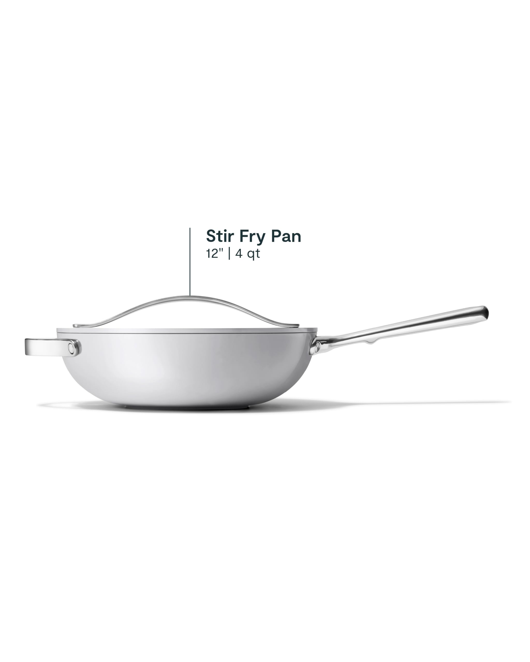 Caraway Non-Stick Stir Fry Pan - 12” Wok-Inspired Frying Pan with High-Sloped Walls & Stainless Steel Handles - PFOA & PTFE Free - Perfect for Asian Cooking, Sautéing & Healthy Meals - Elegant Gray Design