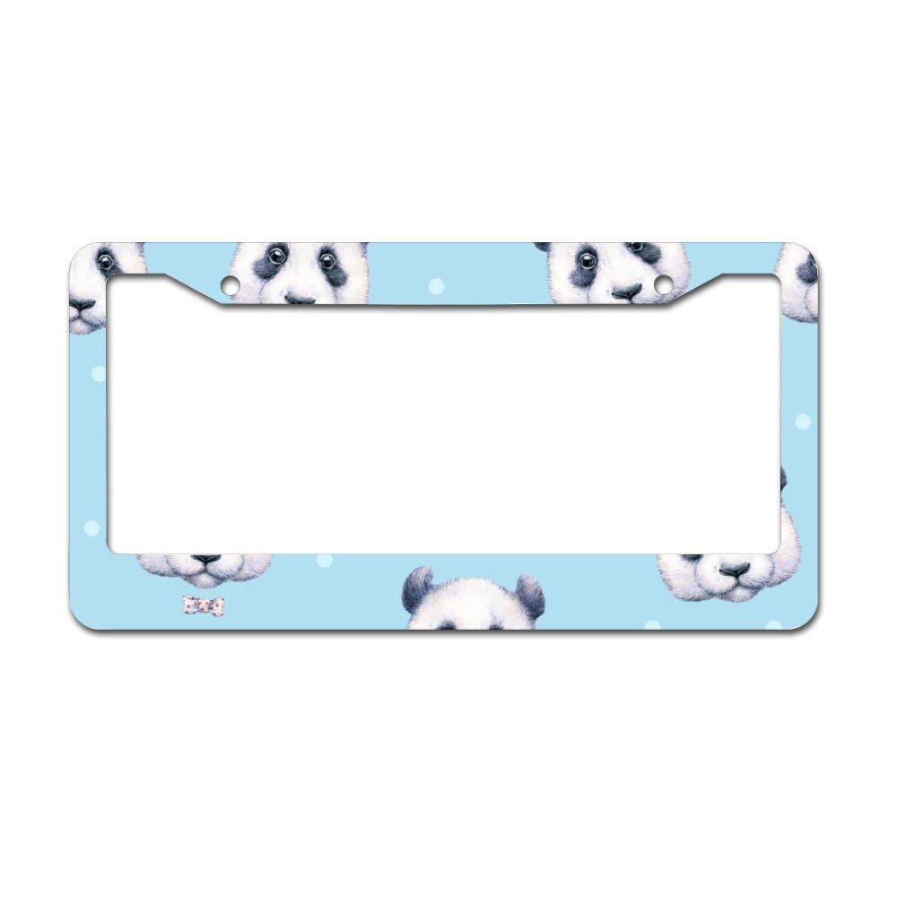 Cute Panda License Plate Frame - Durable Aluminum Car Accessory with 2 Holes, 6
