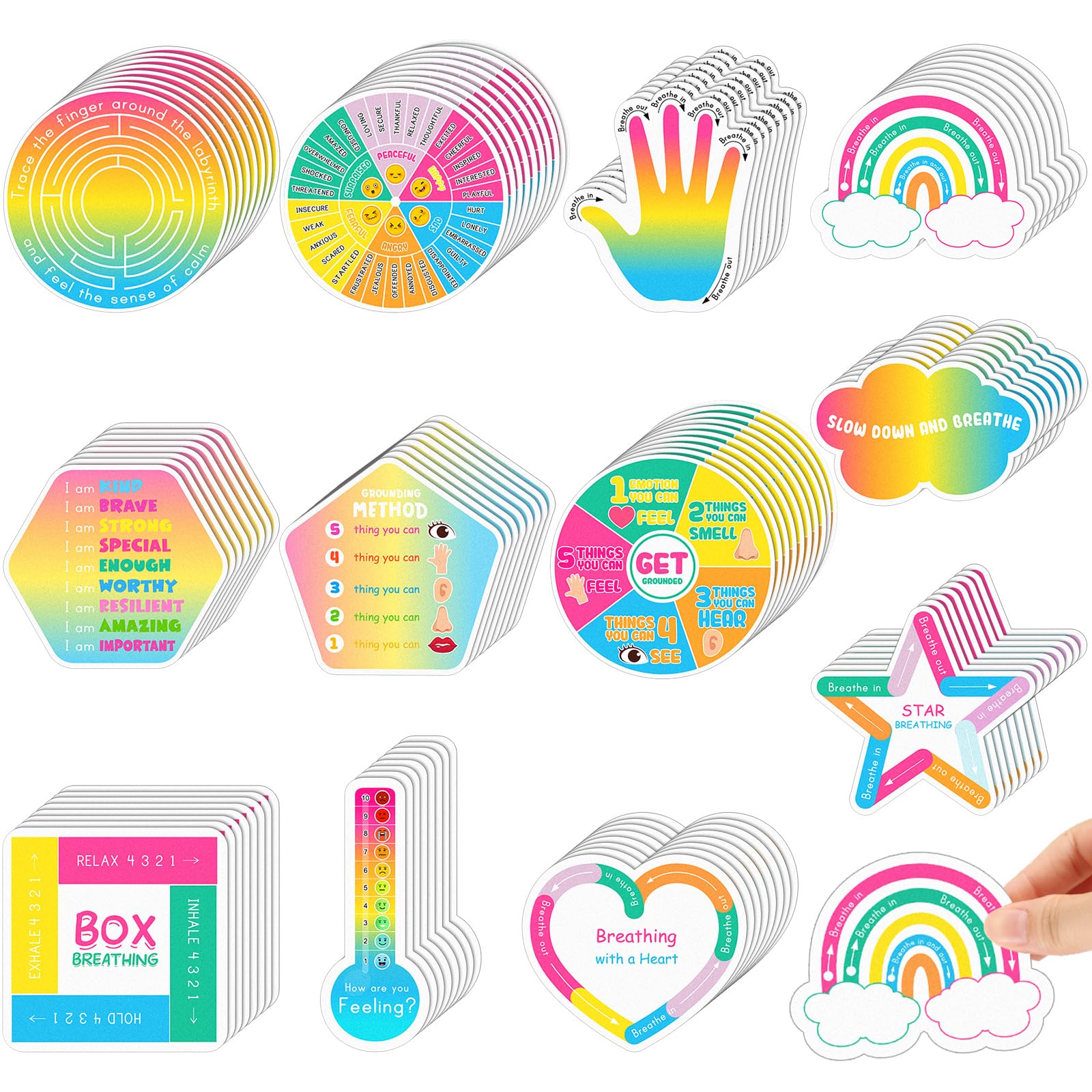 100 Pcs Sensory Strips for Anxiety Relief - Calming Mindfulness Fidget Stickers with Different Textures, Tactile Tape for Stress & Mental Health - Perfect for Adults Desk, Office, Classroom & Travel Use