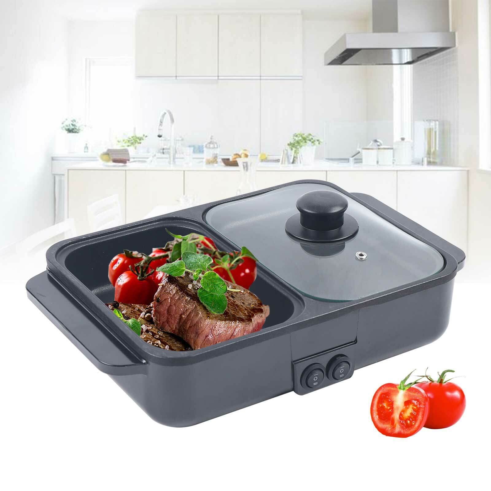 2-in-1 Electric Hot Pot & BBQ Grill - 1200W Smokeless Non-Stick Cooking Pan for Indoor/Outdoor Use - Perfect for Shabu, Camping, Family Gatherings & Asian Cuisine