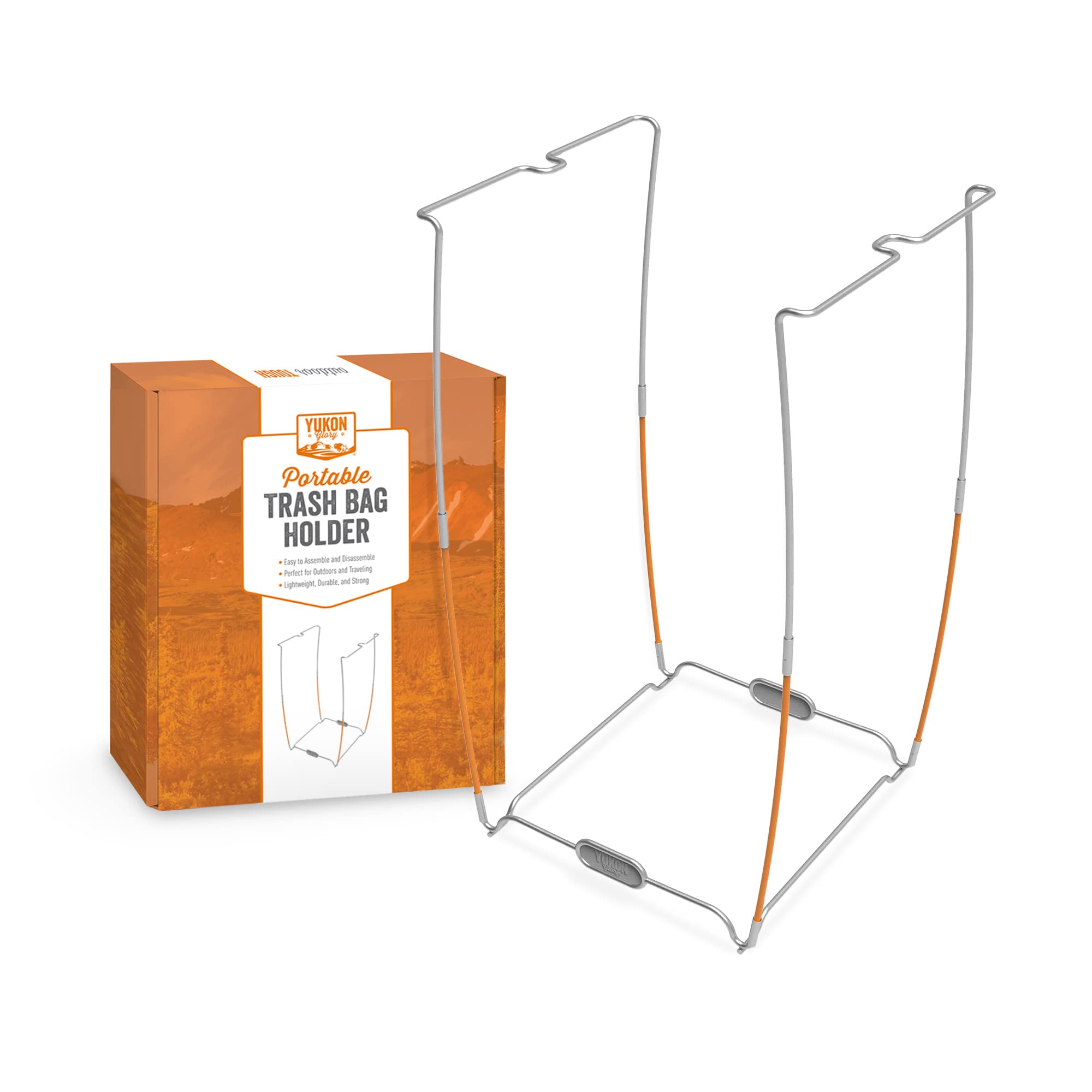 Yukon Glory™ Stainless Steel Trash Bag Holder - 13 Gallon Collapsible Camping Trash Can Support Stand with Carry Bag | Perfect for Outdoor Picnics, Backyard BBQs, RV Trips & Beach Cleanups