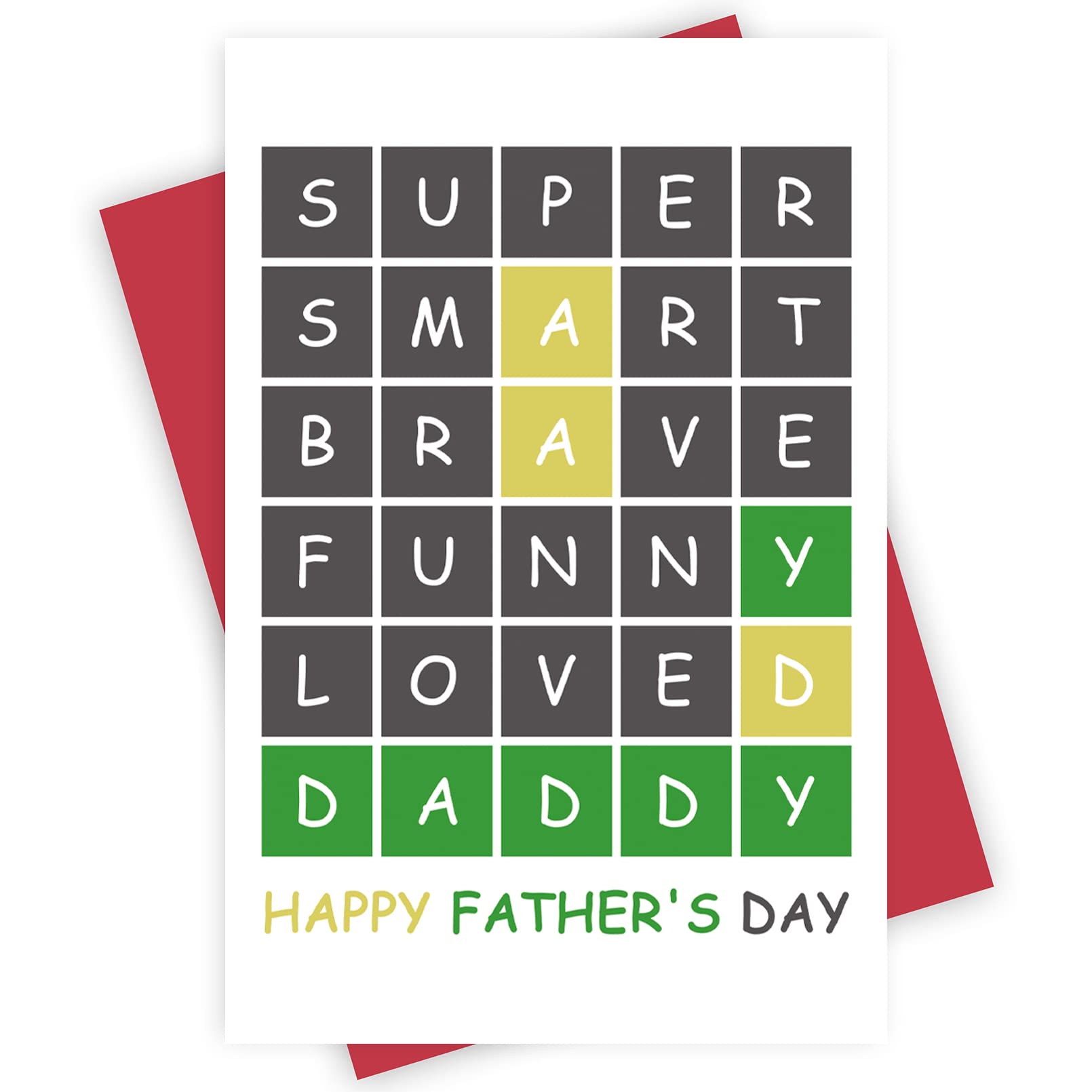 Wordle Game Father's Day Card - Unique Gift for Dad from Kids