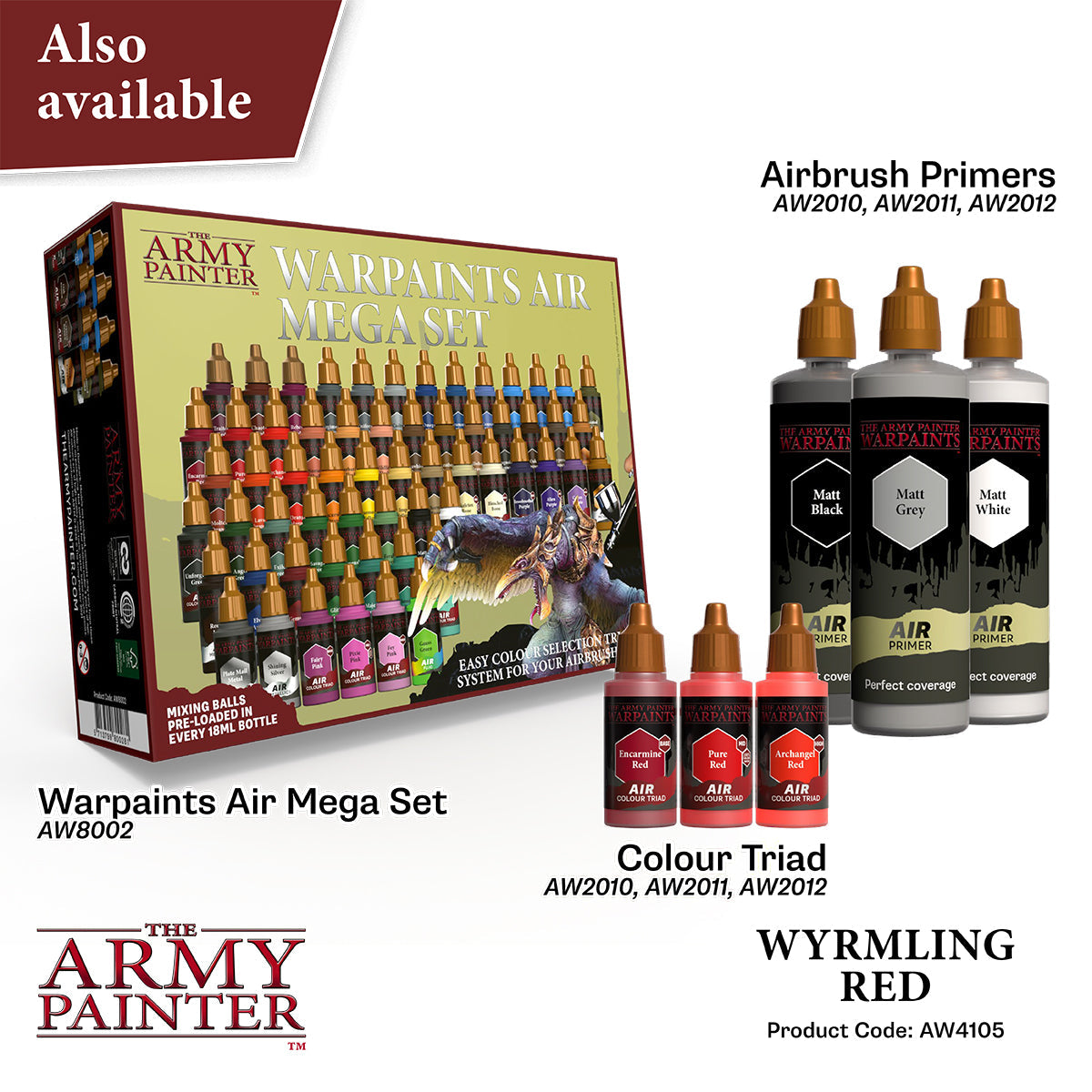 Warpaints Air: Wyrmling Red - Premium Miniature Paint for Tabletop Gaming & Warhammer - Perfect for Fantasy Models & D&D Miniatures