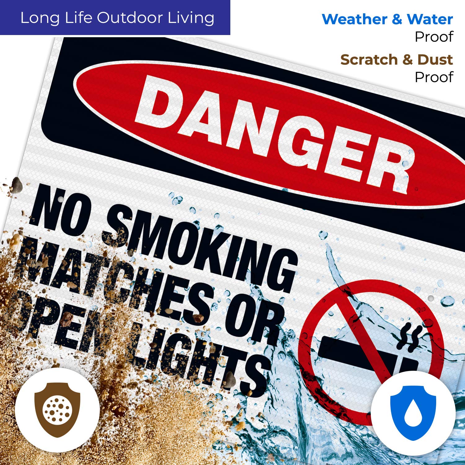 Danger No Smoking Matches or Open Lights Sign - OSHA Compliant 24x30 Inches, 3M EGP Reflective .080 Aluminum, Fade Resistant for Indoor/Outdoor Use - Made in USA - Perfect for Factories, Warehouses & Hazardous Areas