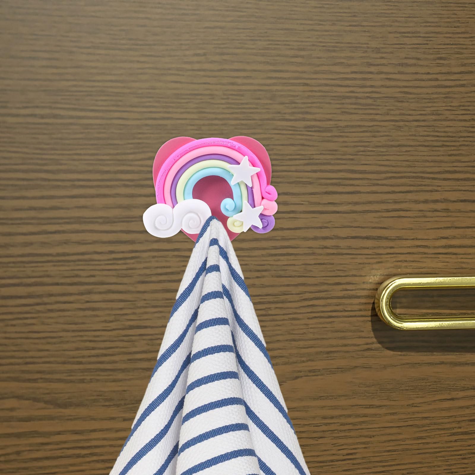 Rainbow Hooks - 10 Pack Heavy Duty Adhesive Wall Hooks for Bathroom, Kitchen, Living Room & RV - Decorative Shower Hooks for Towels, Robes & Organizing - Perfect for Home, Office & Camper Use