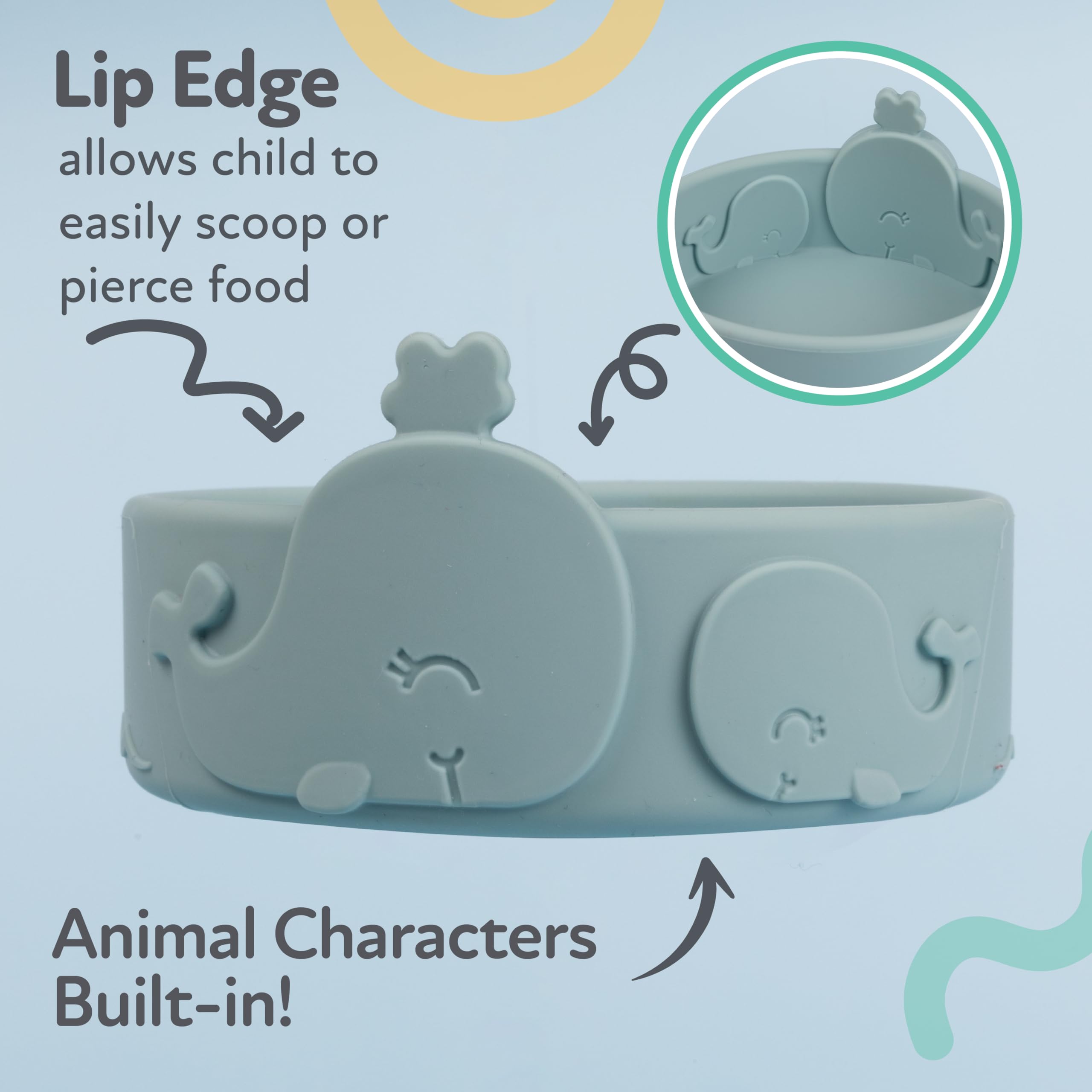Nuby Silicone Toddler Bowl with Blue Whale Design - BPA-Free Baby Feeding Bowl for 6+ Months - Perfect for Snacks, Cereal & Puree - Dishwasher Safe & Non-Slip Base