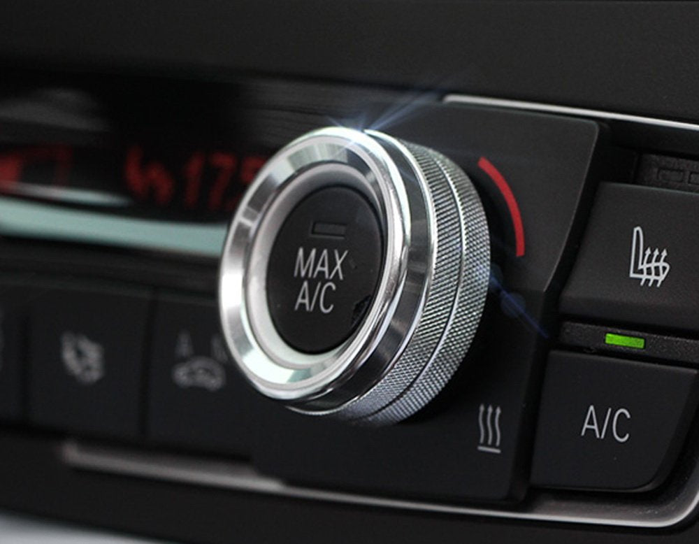 3-Piece Silver AC Climate Control & Radio Volume Knob Ring Covers for BMW 5 6 7 Series - Upgrade Interior Accessories for Enhanced Driving Comfort