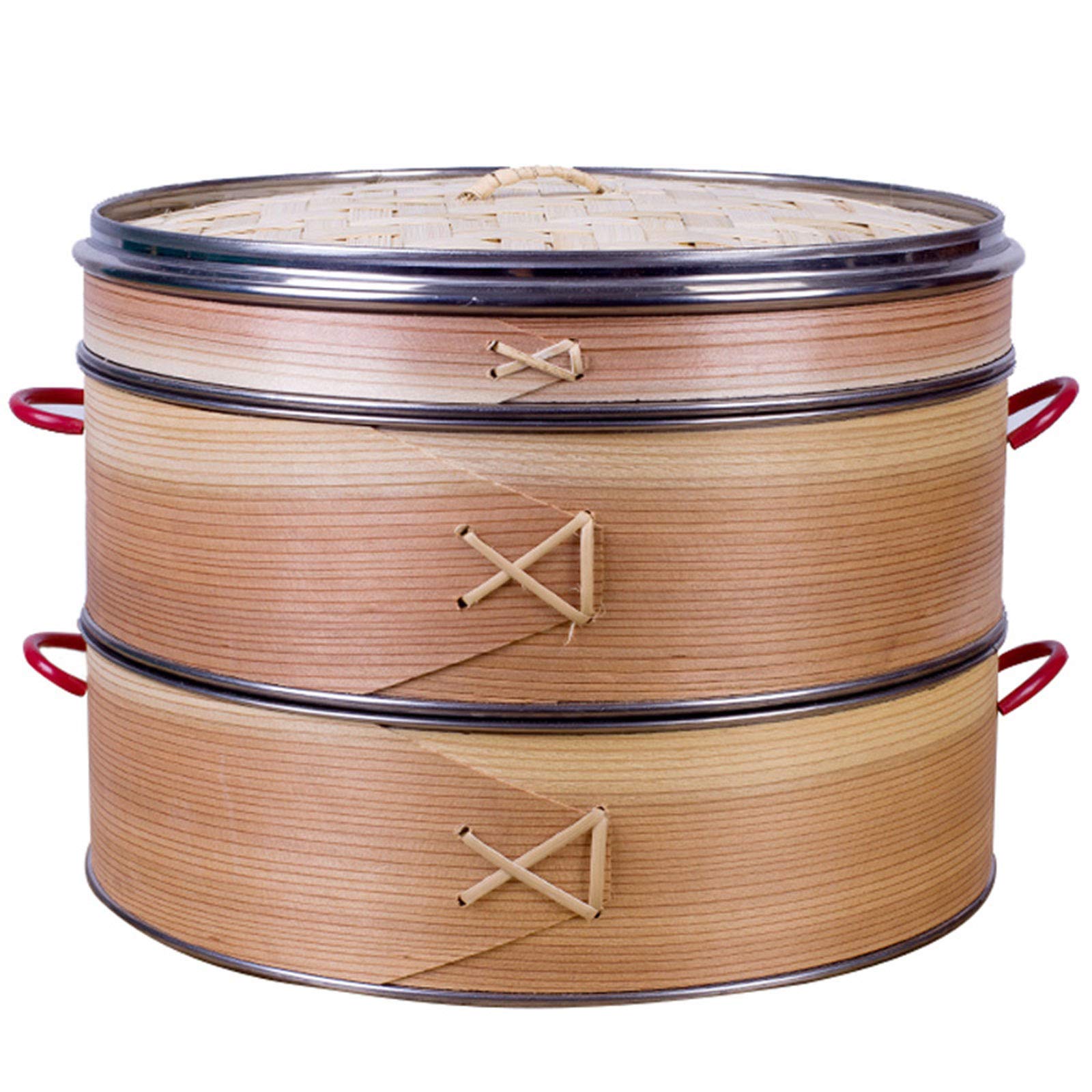 Premium Bamboo Steamer Basket - 2 Tier Chinese Food Steamer with Lid for Bao Buns, Dumplings & Vegetables | Commercial Grade | Perfect for Asian Cooking, Dim Sum & Healthy Meal Prep