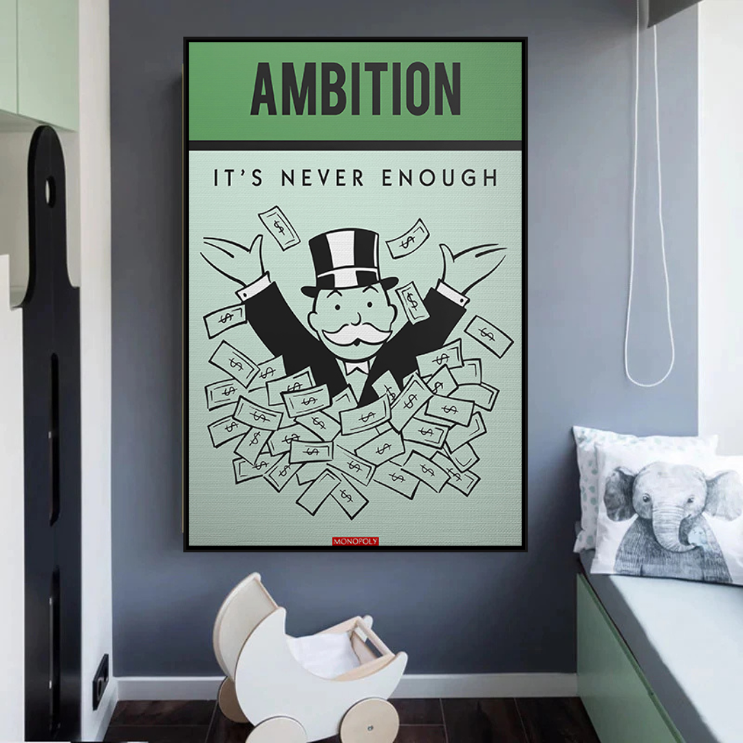 Alec Monopoly Ambition Monopoly Canvas Wall Art - Modern Pop Art Painting for Home & Office Decor - Perfect for Living Room, Bedroom, or Office Wall Display