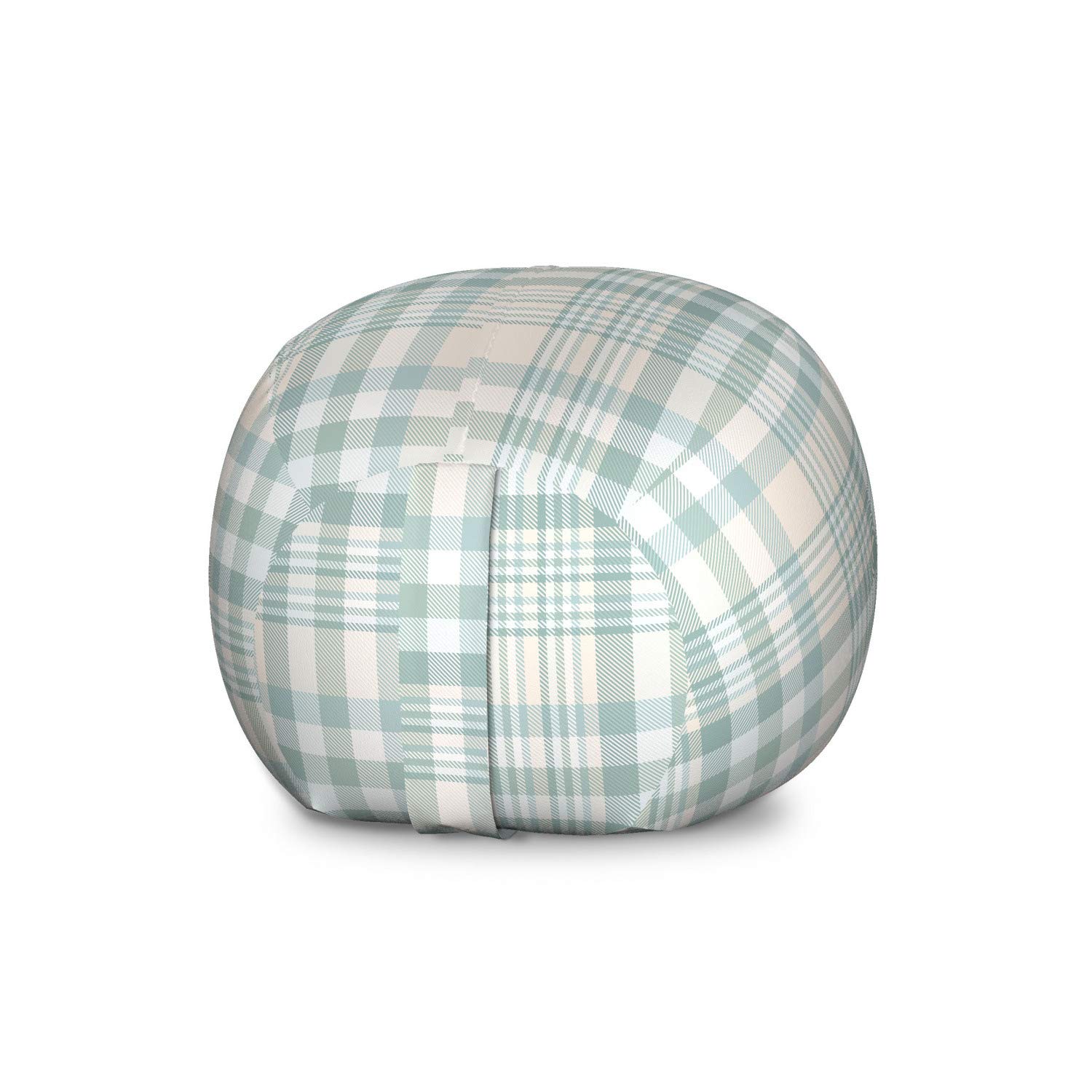 Ambesonne Pastel Plaid Toy Storage Bag Chair - Large Washable Stuffed Animal Organizer in Cadet Blue & Beige | Kids Room Decor, Playroom Organization, Nursery Storage Solution