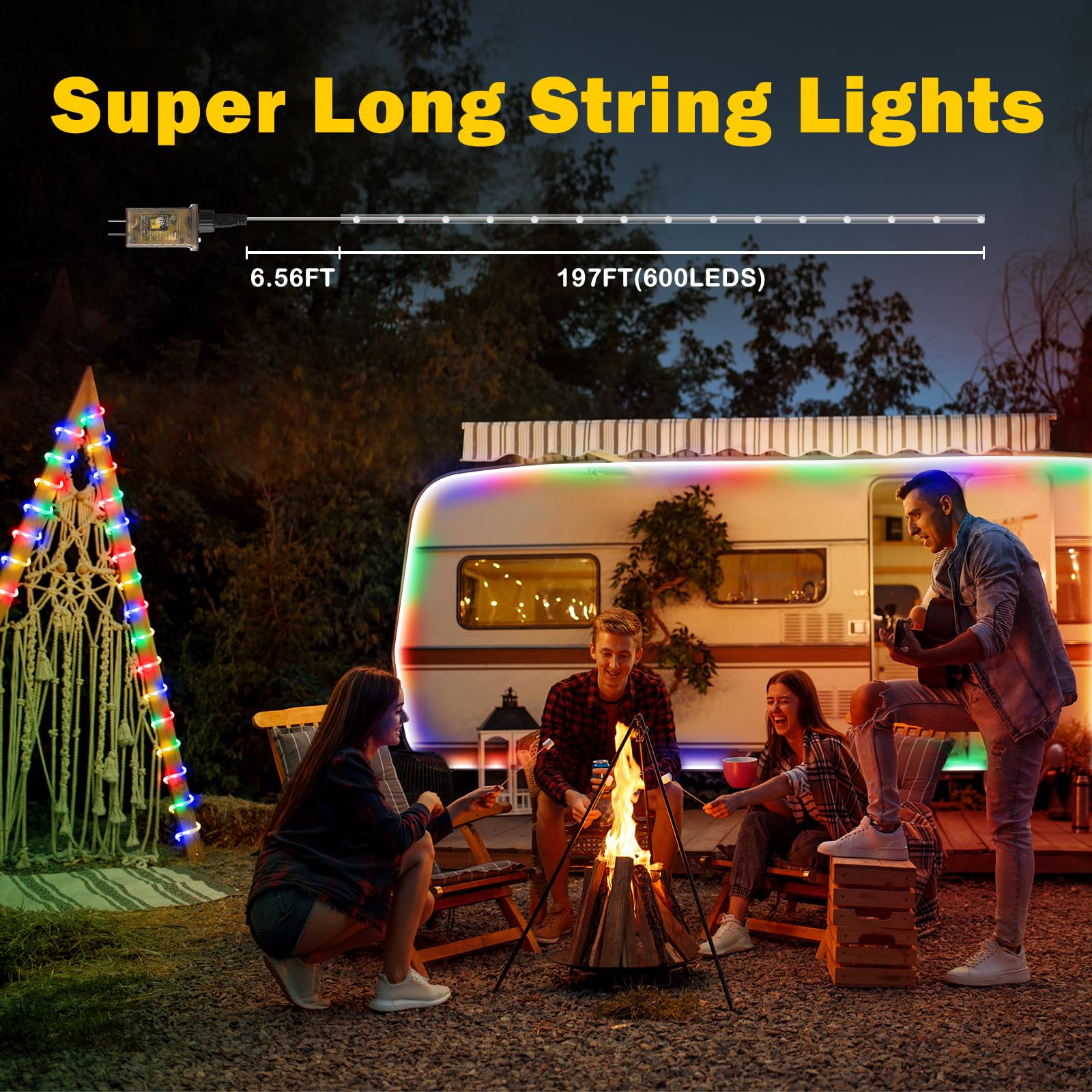 2 Pack LED Rope Lights Waterproof - 197FT 600 LED Flexible Tube Lights with 8 Modes & Remote Control - Outdoor String Lights for Garden, Patio, Bedroom, Party - Indoor/Outdoor Decoration Lighting