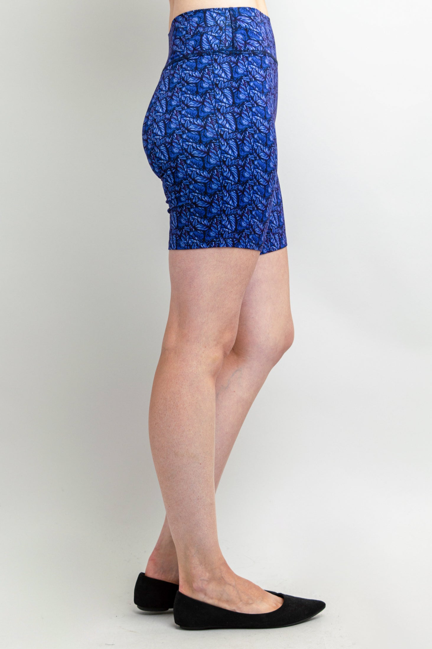 Hallie Women's Shorts - Soft Bamboo Fabric with Midnight Leaves Print - Perfect for Yoga, Lounge, and Summer Outfits