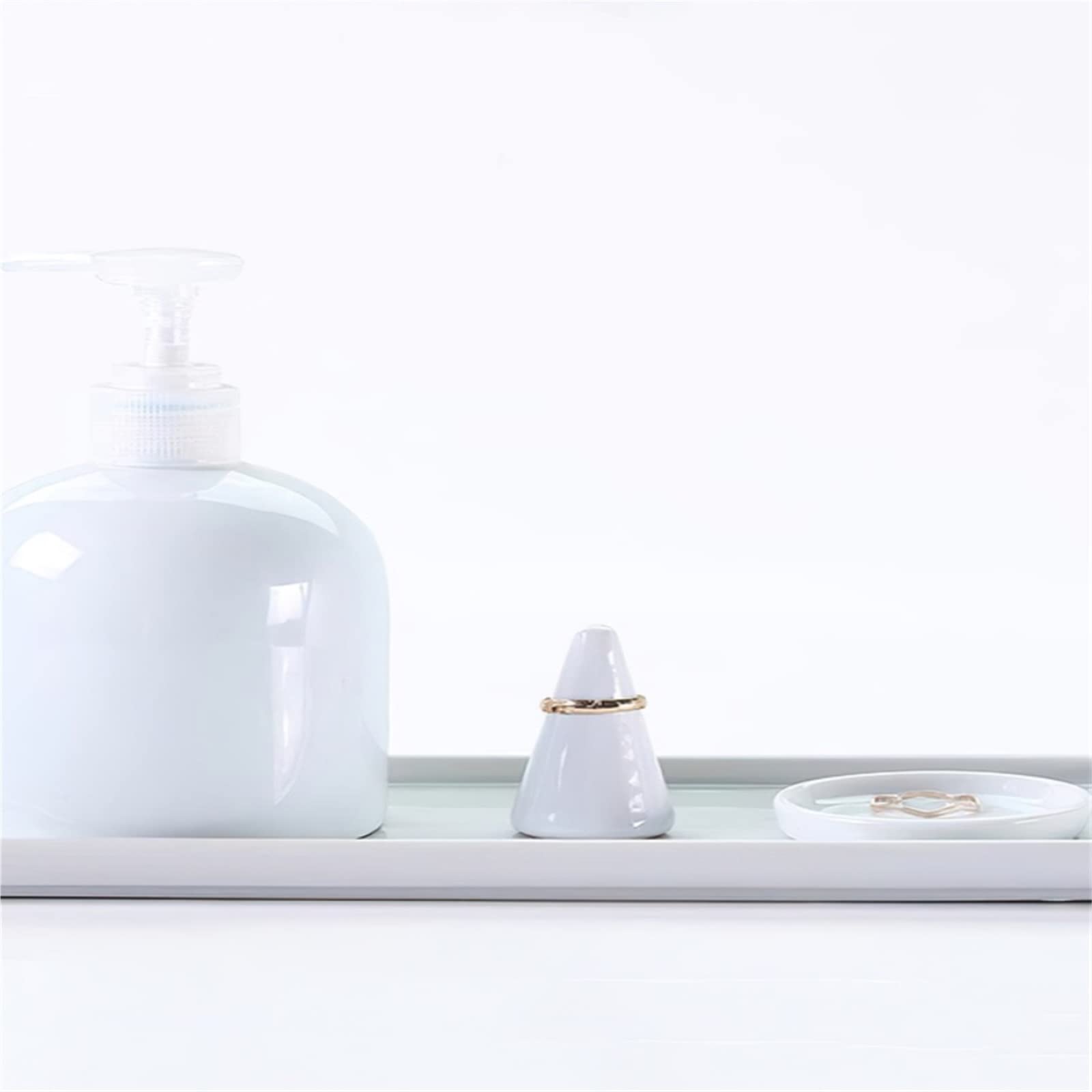 White Porcelain Rectangular Ceramic Tray - Small Bathroom & Jewelry Storage Organizer for Mouthwash Cups, Living Room Decor, Vanity Essentials (1pc) - Perfect for Home Organization & Gift Giving