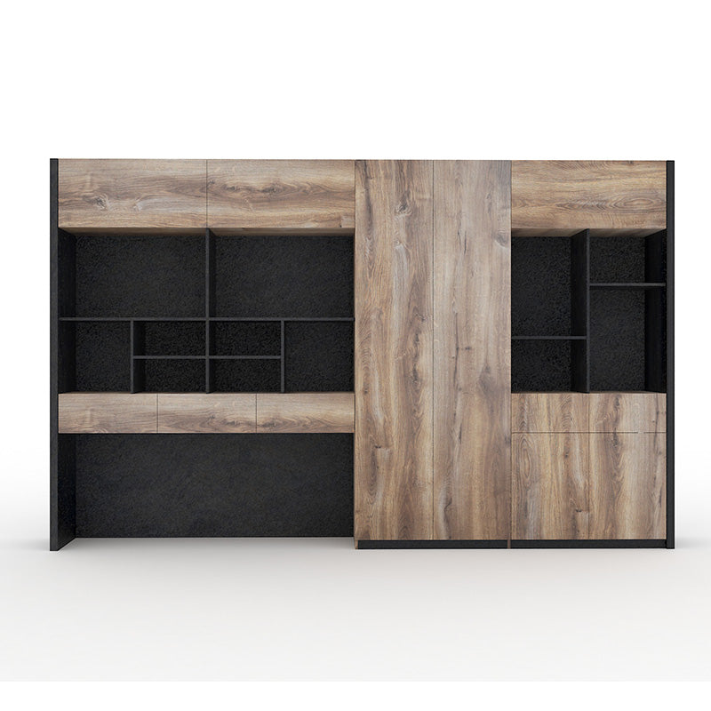 EASTON 3.2M Display Unit in Warm Oak & Black - Modern Shelving for Retail Stores, Boutiques & Home Decor Display