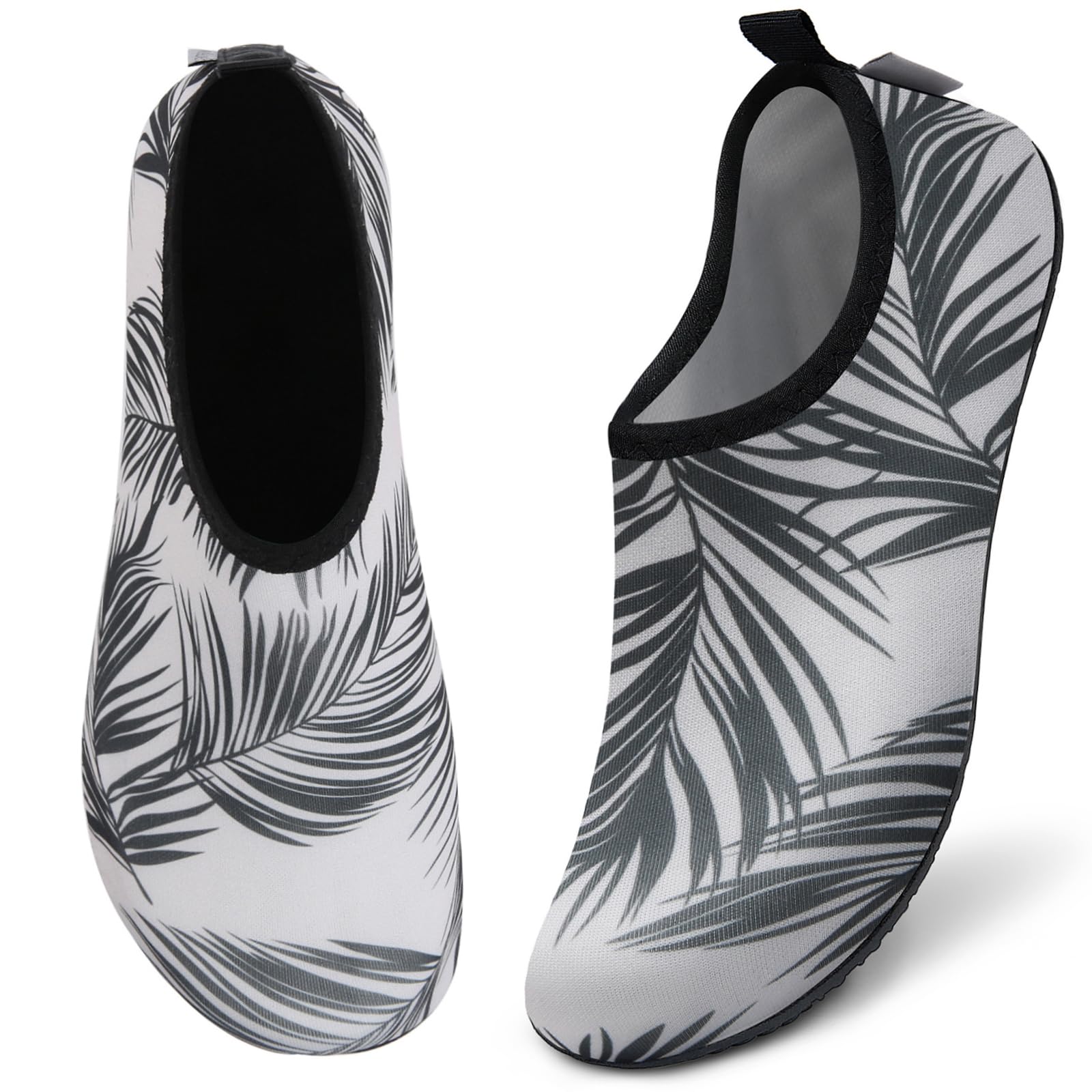 Water Shoes for Women & Men - Barefoot Quick-Dry Aqua Socks for Beach, Swim, Surf, Yoga & Exercise | Lightweight & Comfortable | Perfect for Water Sports, Pool, Travel & Outdoor Activities (Palm Leaves, Size 36/37)