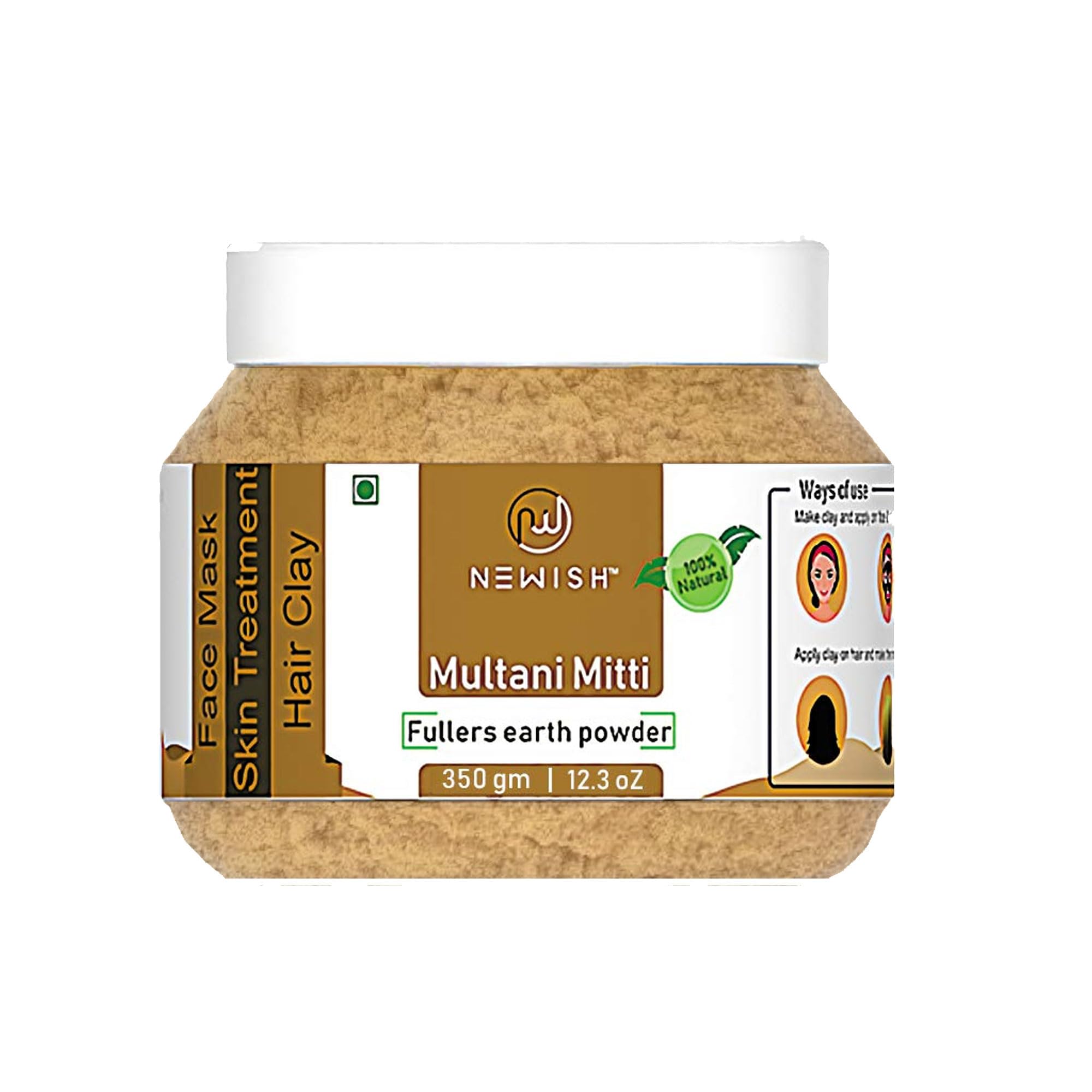 100% Pure & Natural Multani Mitti Powder for Skin & Face | Fuller's Earth Clay Mask | Suitable for All Skin Types | 350g | Deep Cleansing, Oil Control & Glowing Skin | DIY Beauty & Spa Treatment