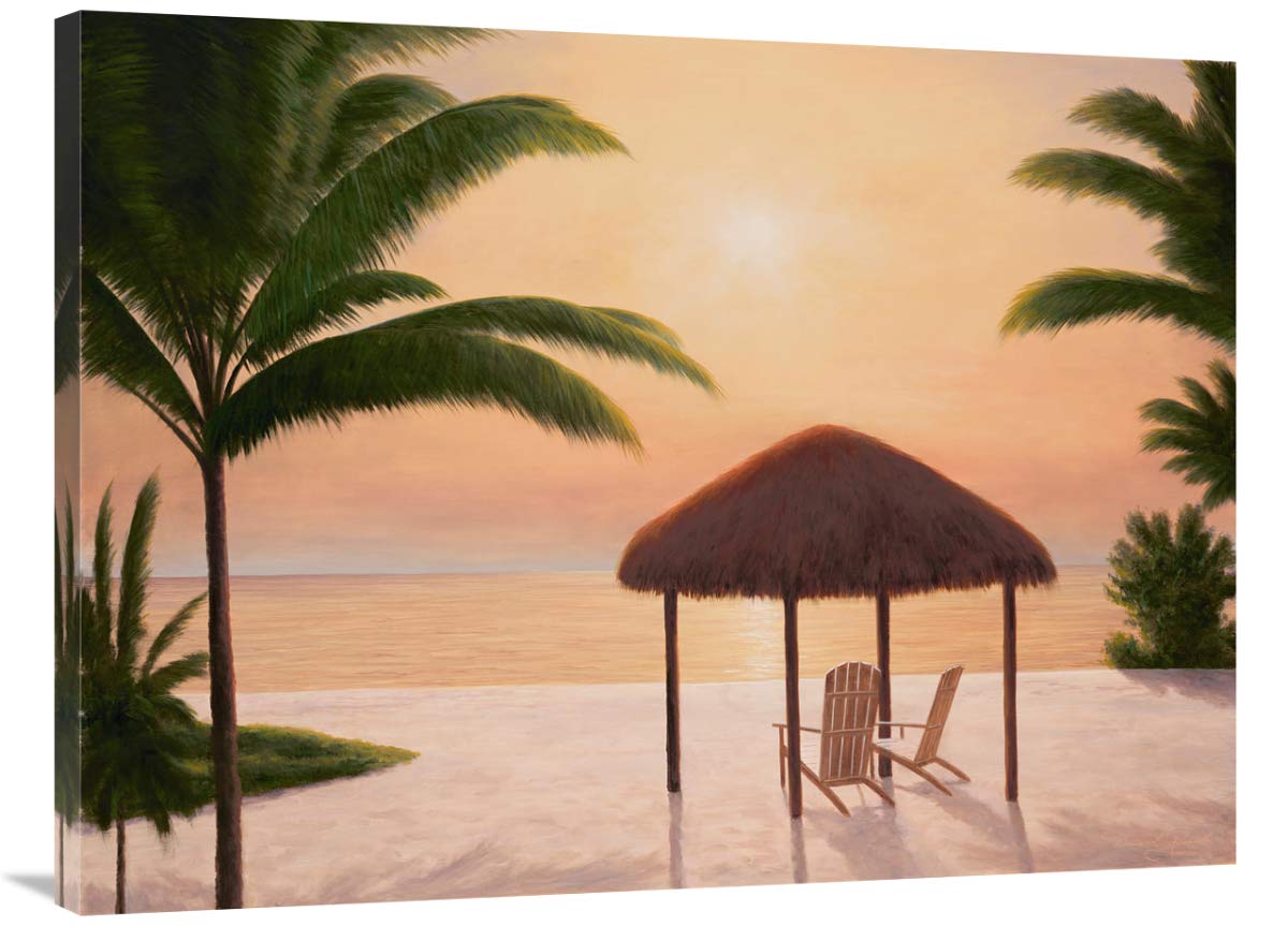 30 x 40 Inch Tropical Beach Tiki Art Print by Diane Romanello - Coastal Wall Decor for Living Room, Bedroom & Beach House
