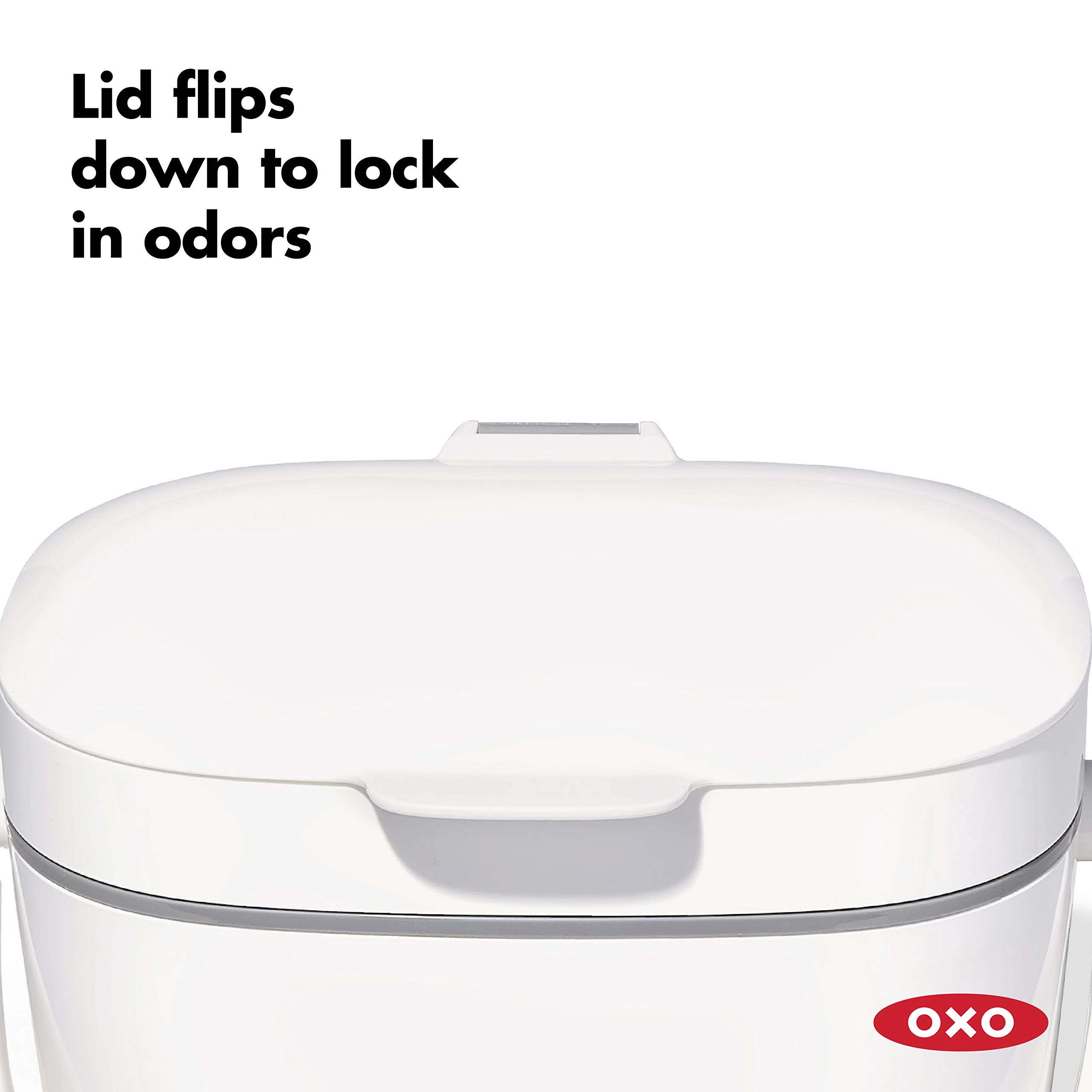OXO Good Grips Easy-Clean Compost Bin - 1.75 Gallon (6.62L) White Kitchen Composter for Organic Waste - Perfect for Countertop Composting in Eco-Friendly Homes