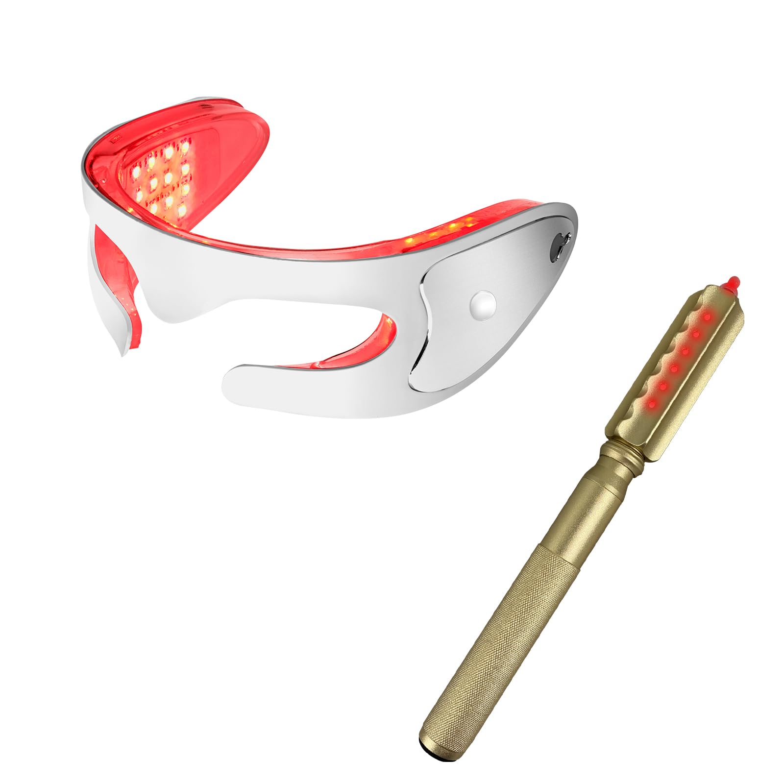LED Red Light Therapy Eye Mask & Massager Stick - 3 Modes with Multi-Frequency Vibration for Face & Body Relief | At-Home Pain Relief, Skin Rejuvenation & Relaxation Therapy