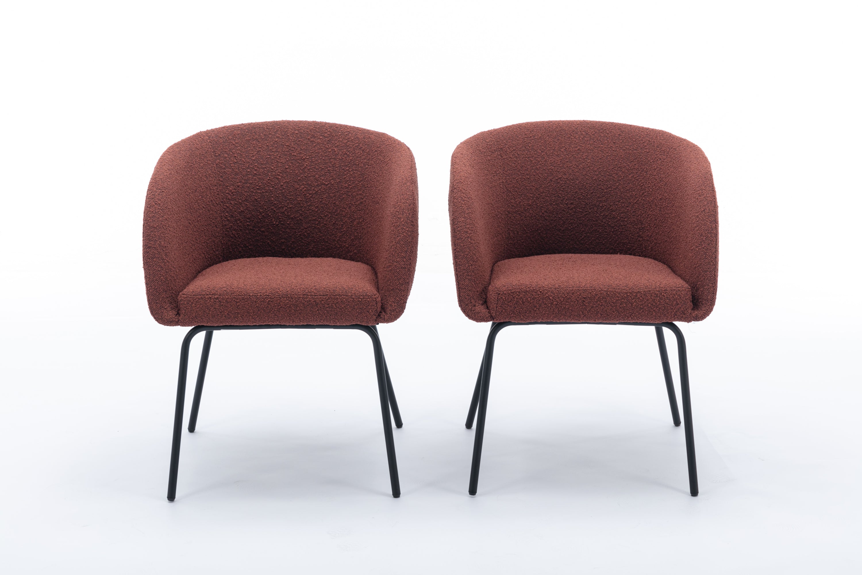 2 Pack Boucle Fabric Dining Chairs with Black Metal Legs - Wine Red | Modern Upholstered Side Chairs for Kitchen, Dining Room, or Office | Comfortable & Stylish Seating Solution
